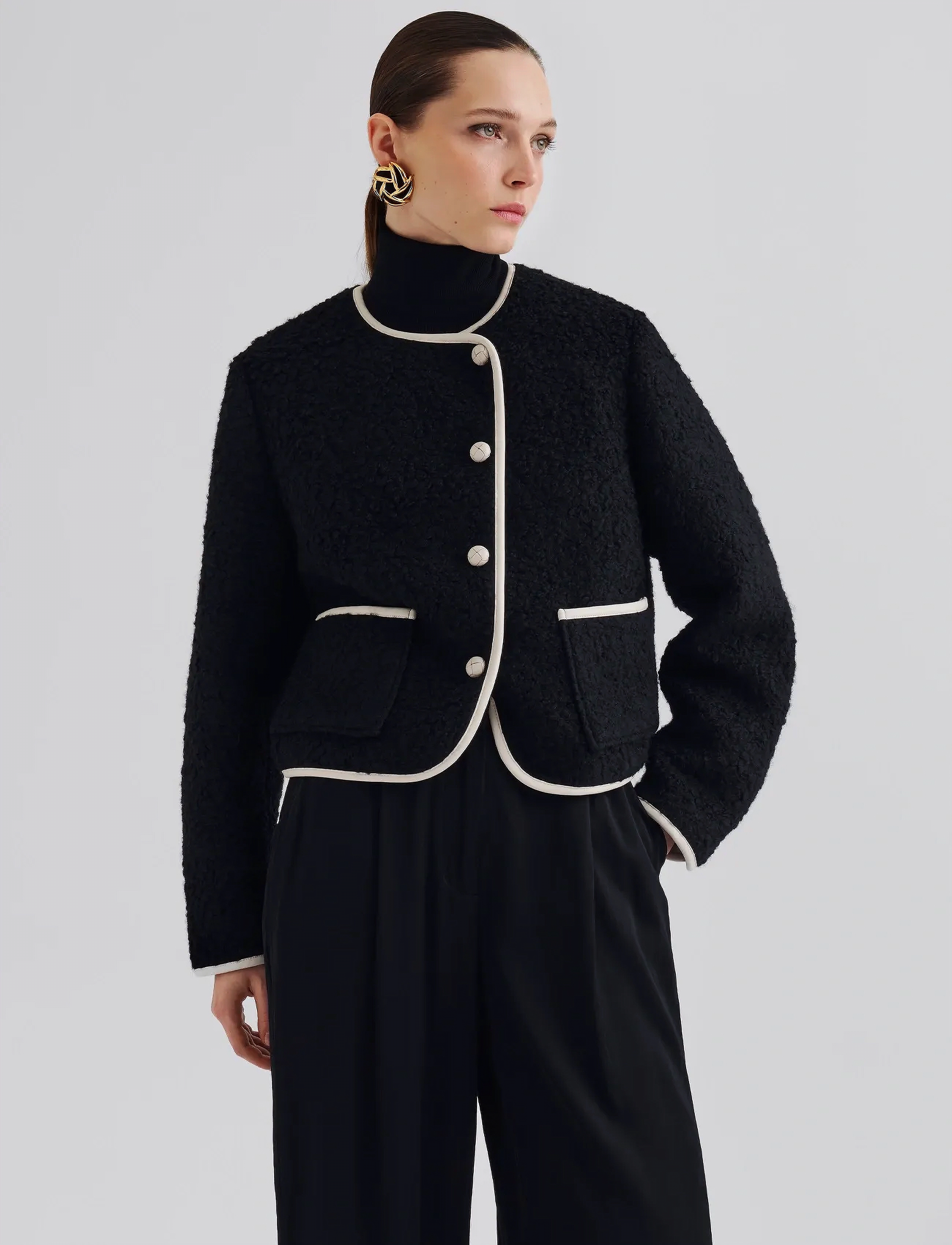 Malina Nylah Wool Blend Jacket, L, Black, Jakker > Uldjakker, Dame