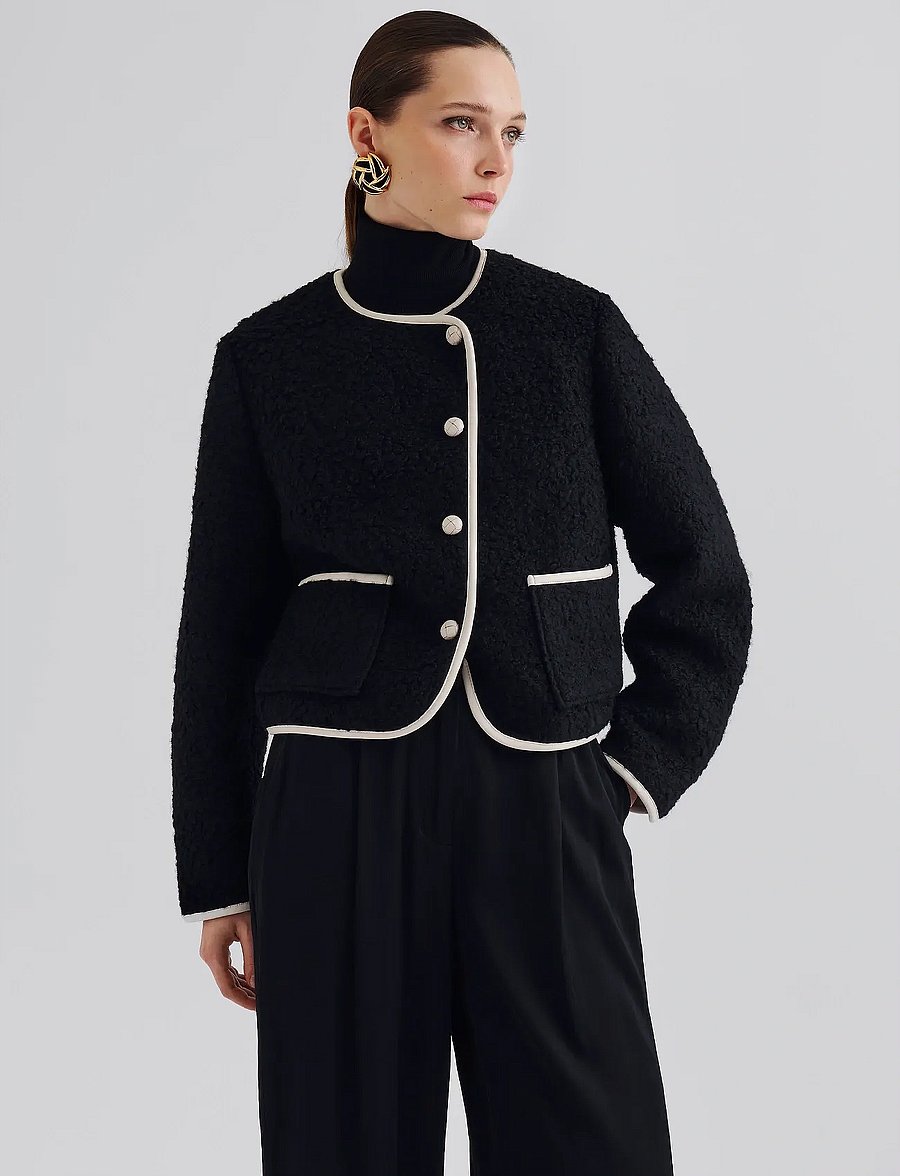 Malina - Nylah Wool Blend jacket - virsjakas - black - 0