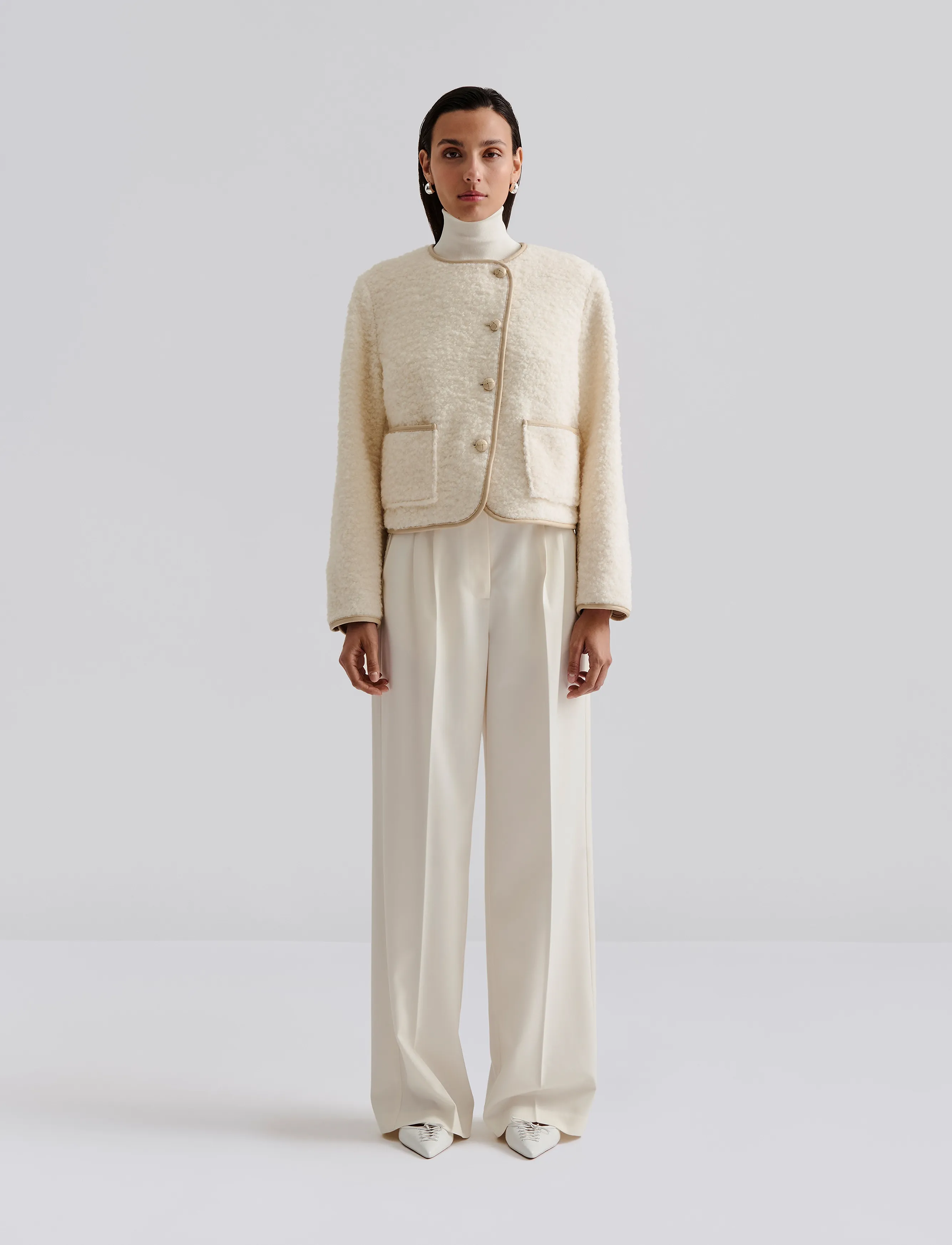Malina Nylah Wool Blend Jacket, L, Cream, Jakker > Uldjakker, Dame