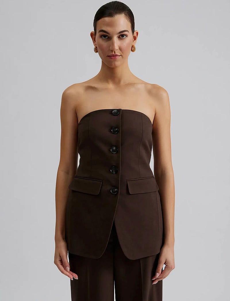 Malina - Lex tailored bustier top - topid ja varrukateta alussärgid - chocolate - 0