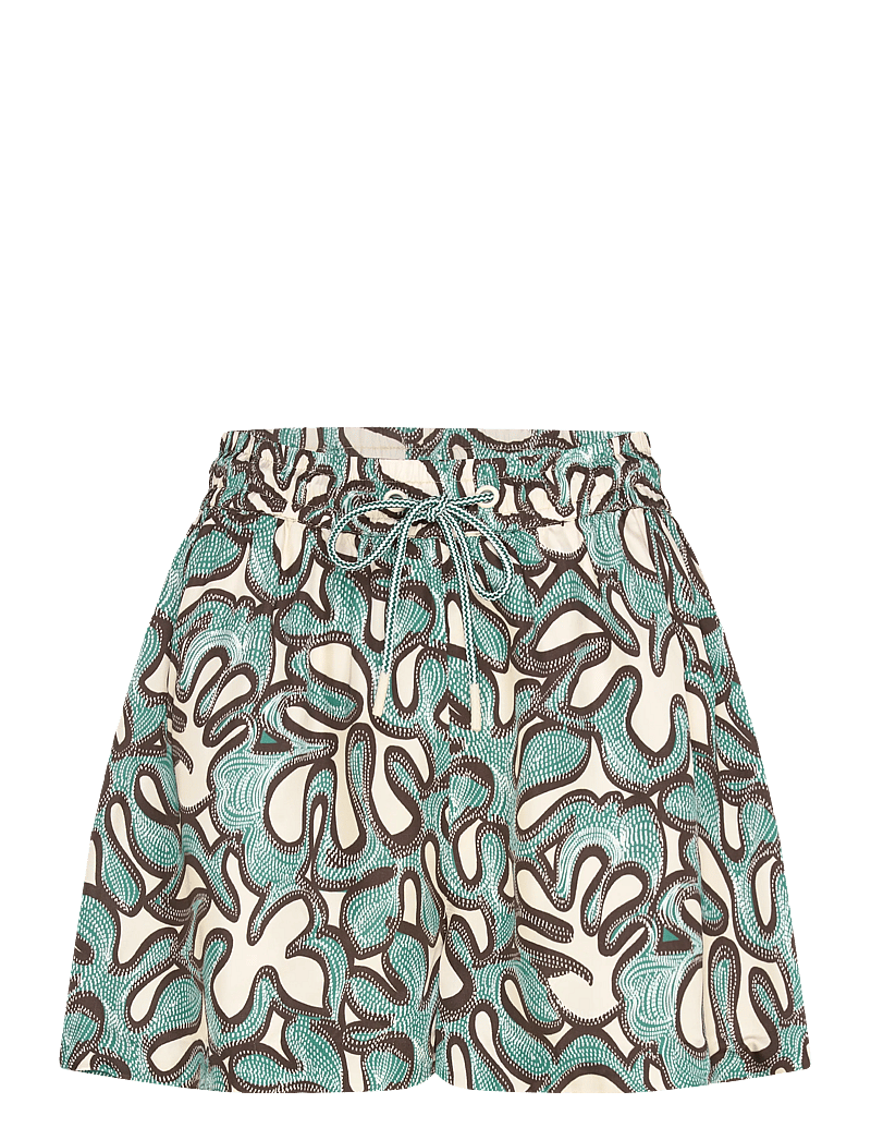 Malina - Iris High Rise Drawstring Shorts - hørshorts - ocean corals - 1