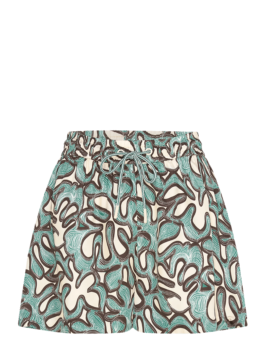 Malina - Iris High Rise Drawstring Shorts - linnen shorts - ocean corals - 1