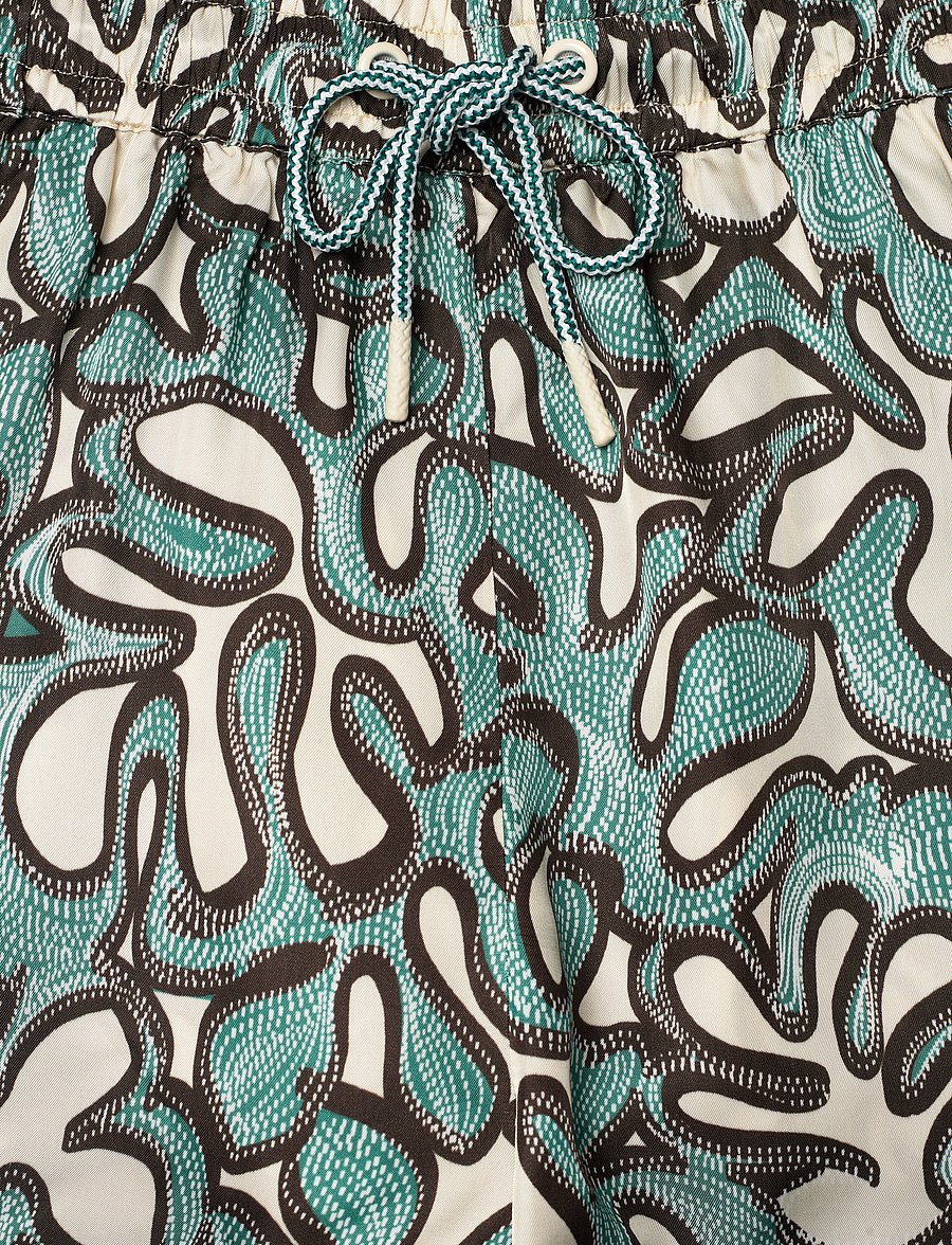 Malina - Iris High Rise Drawstring Shorts - linnen shorts - ocean corals - 5