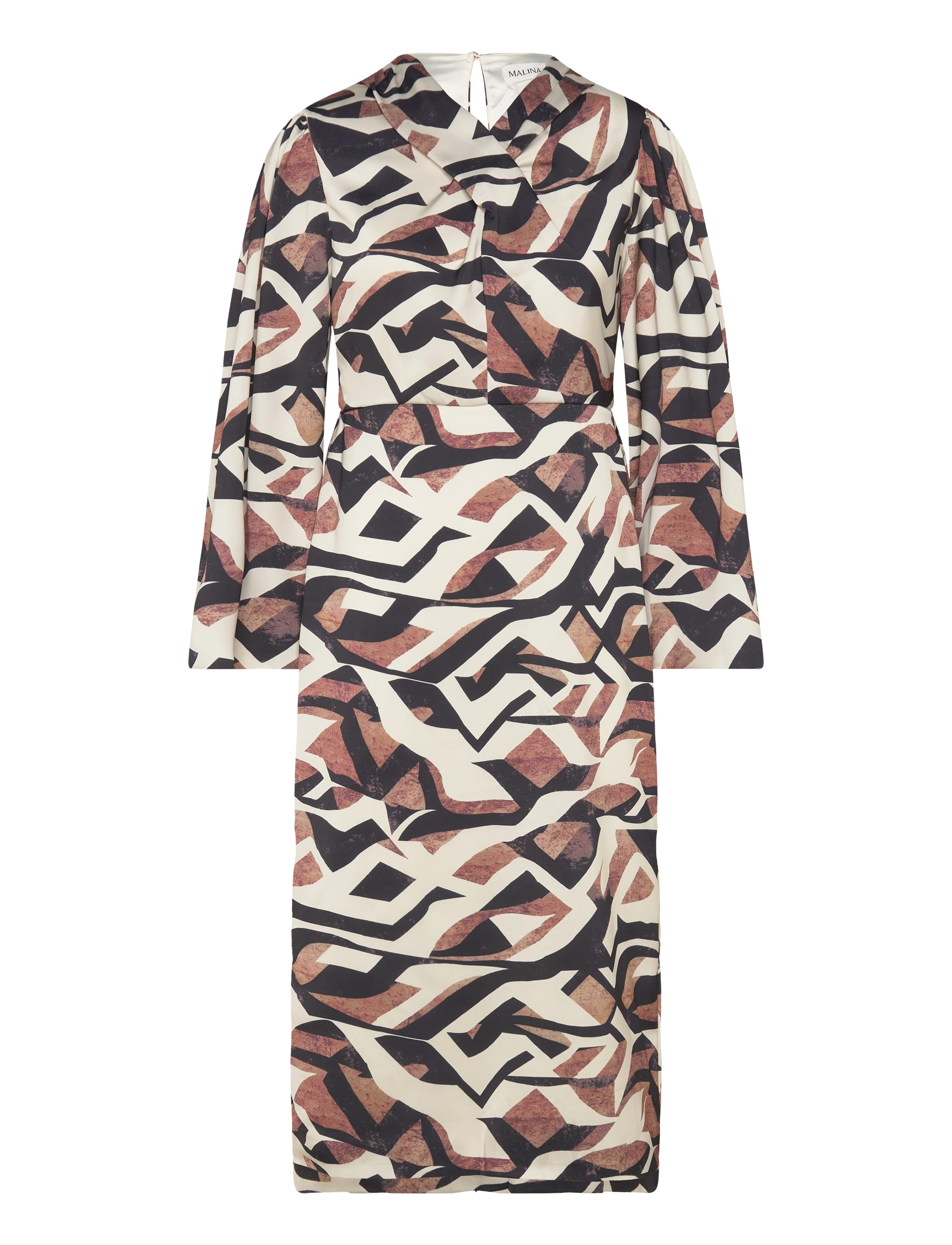MALINA Lindsey Langärmelig Satin Midi Kleid Patterned - XSx125 - Damen