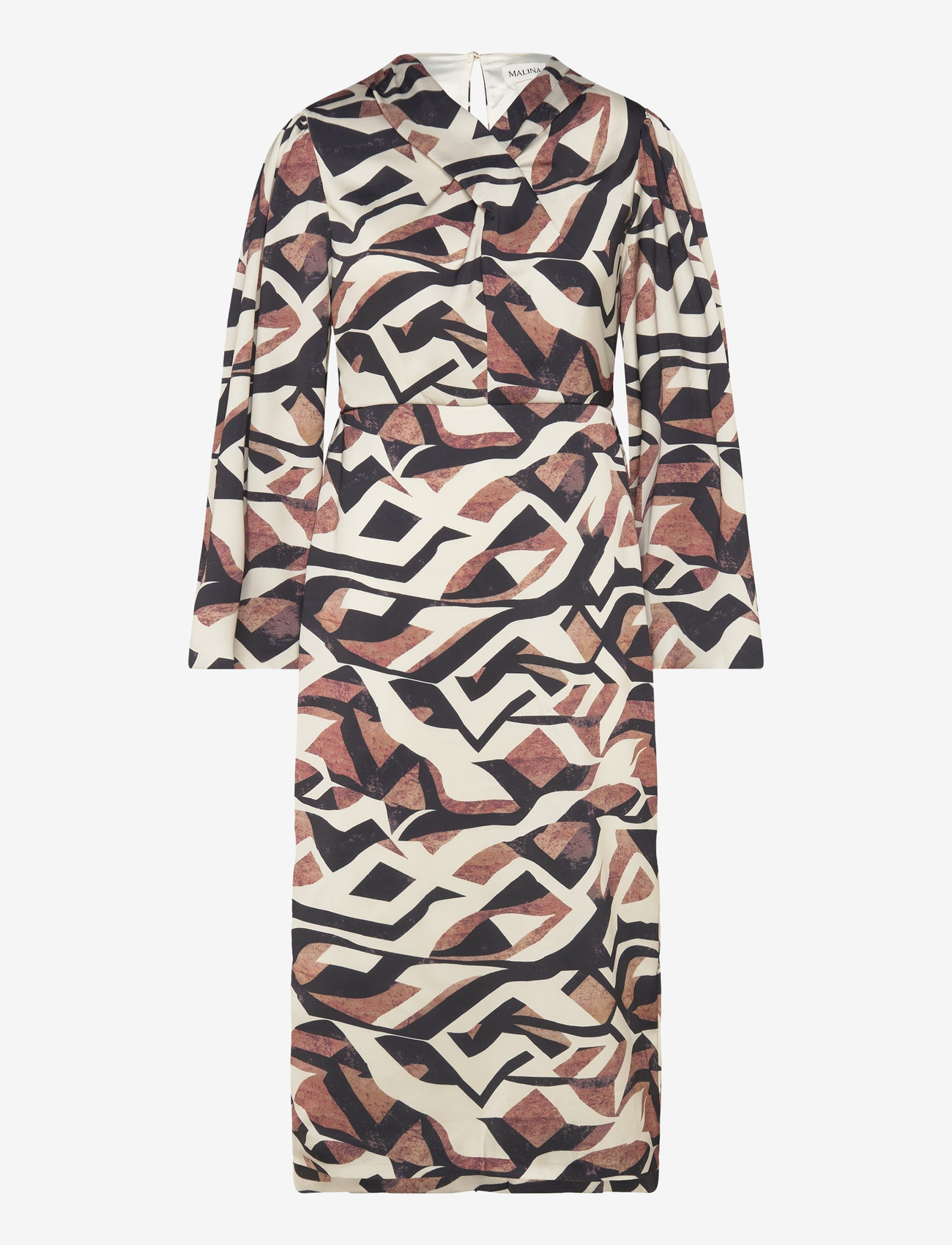 Malina - Lindsey long sleeved satin midi dress - partykleider - multi coloured - 1