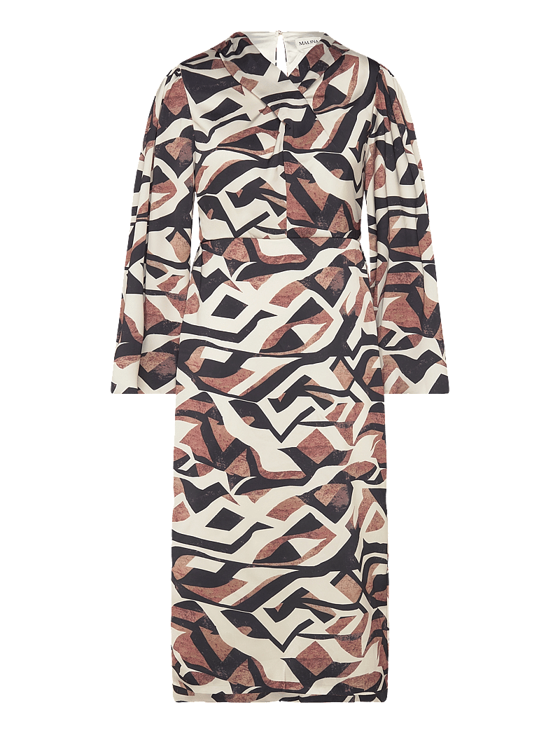 Malina - Lindsey long sleeved satin midi dress - partykleider - multi coloured - 1