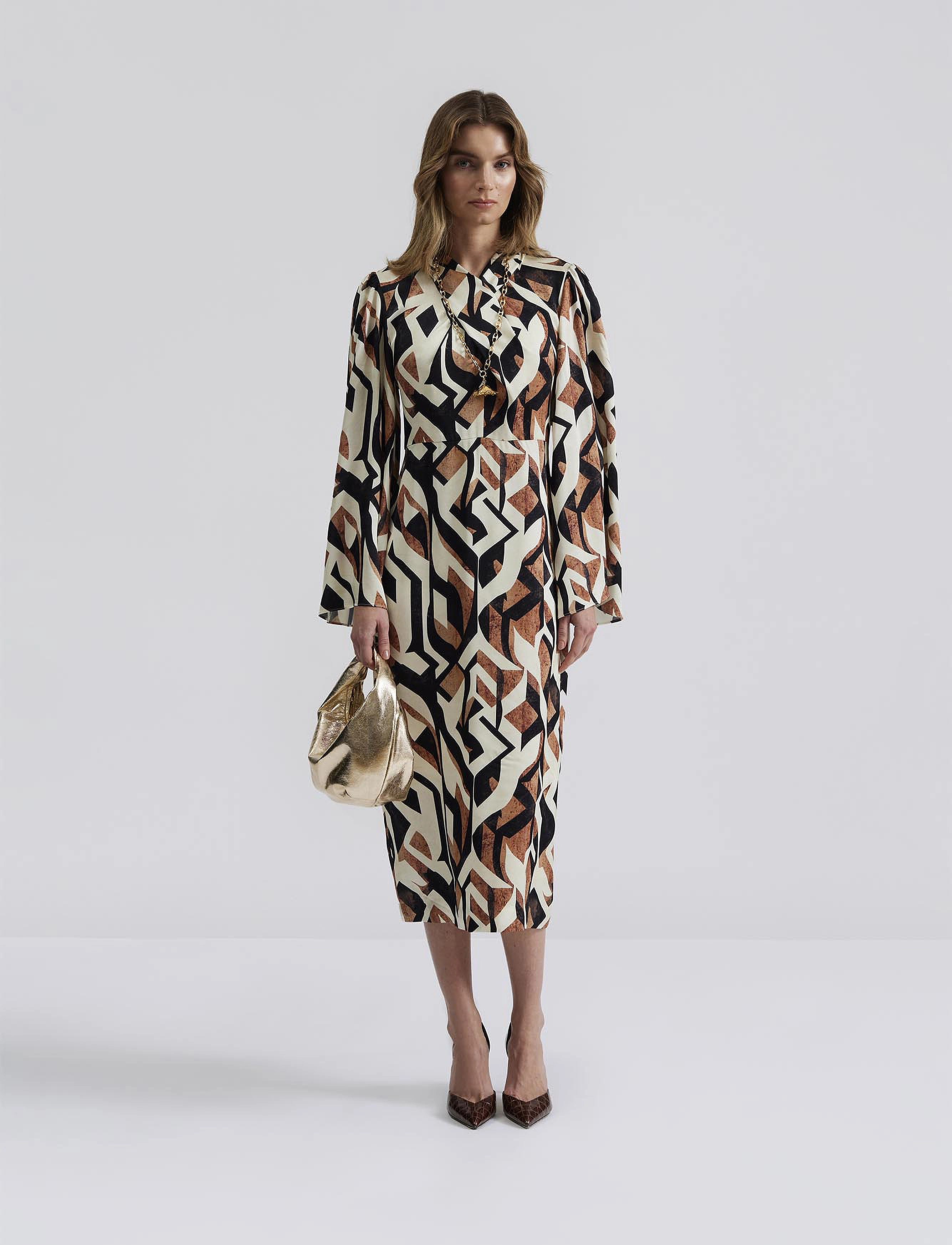 Malina Lindsey long sleeved satin midi dress - Õhtukleidid - MULTI COLOURED / multi