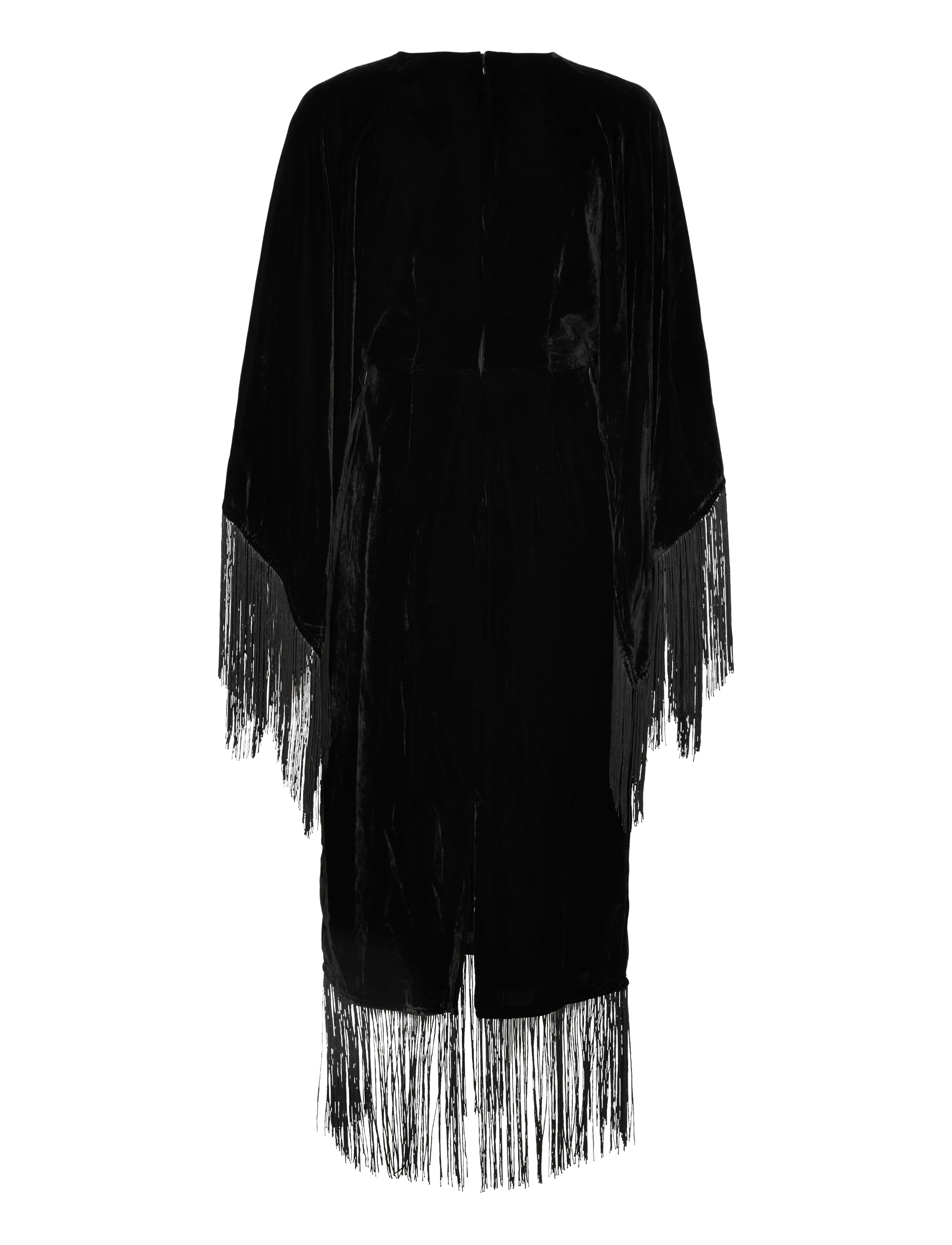 Malina - Tara fringe velvet midi dress - robes midi - black - 2