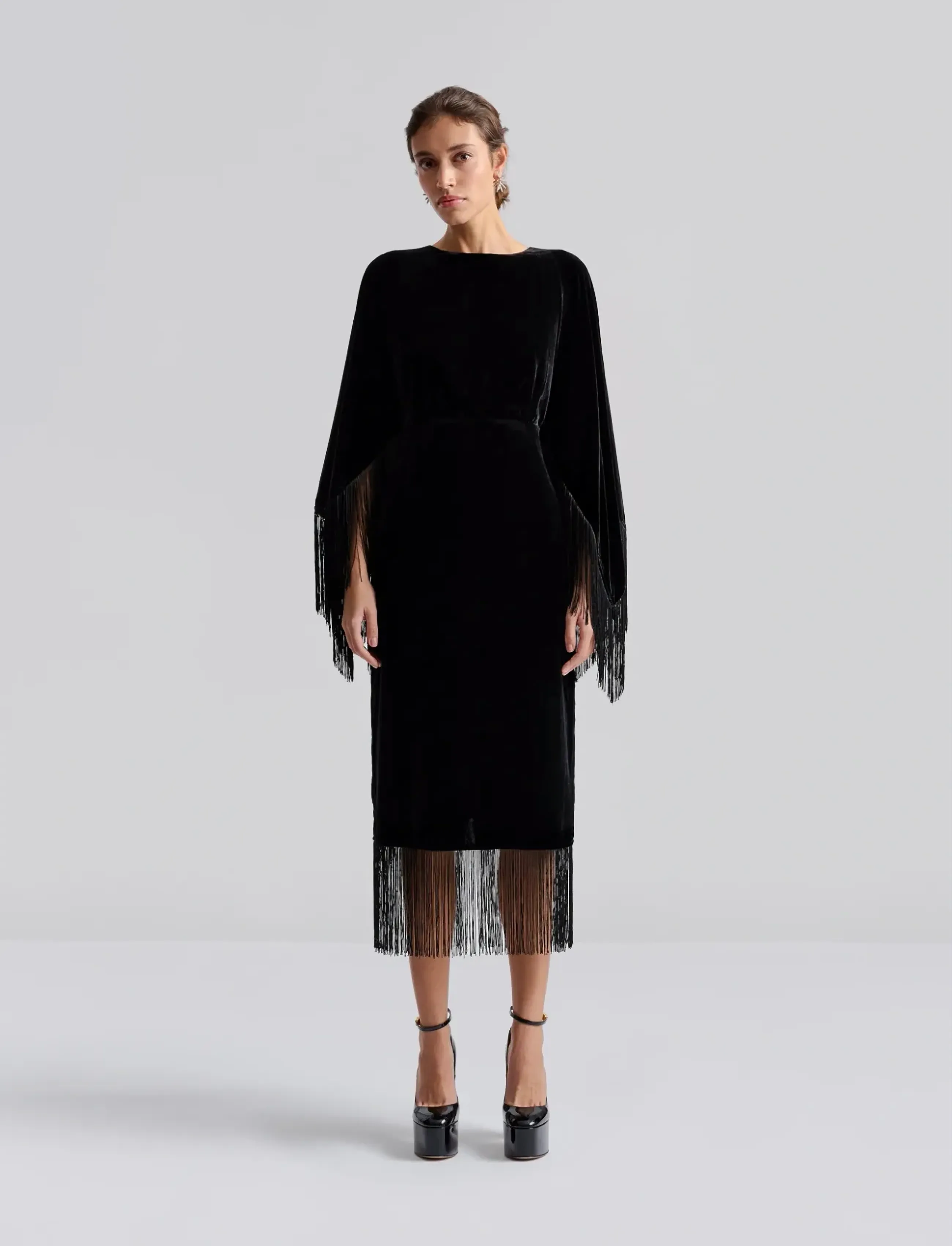 Tara Fringe Velvet Midi Dress 3
