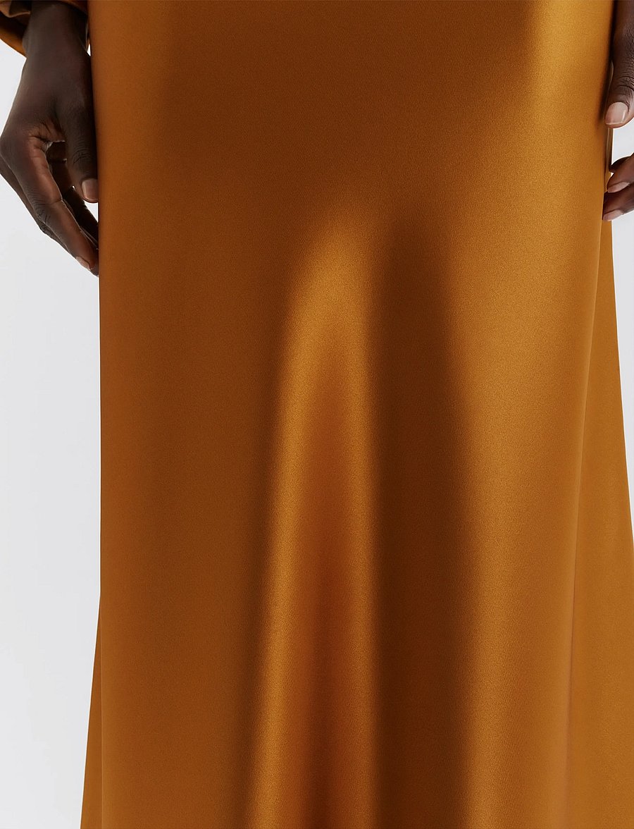 Malina - Aubree Satin Midi Skirt - satínpils - amber - 4