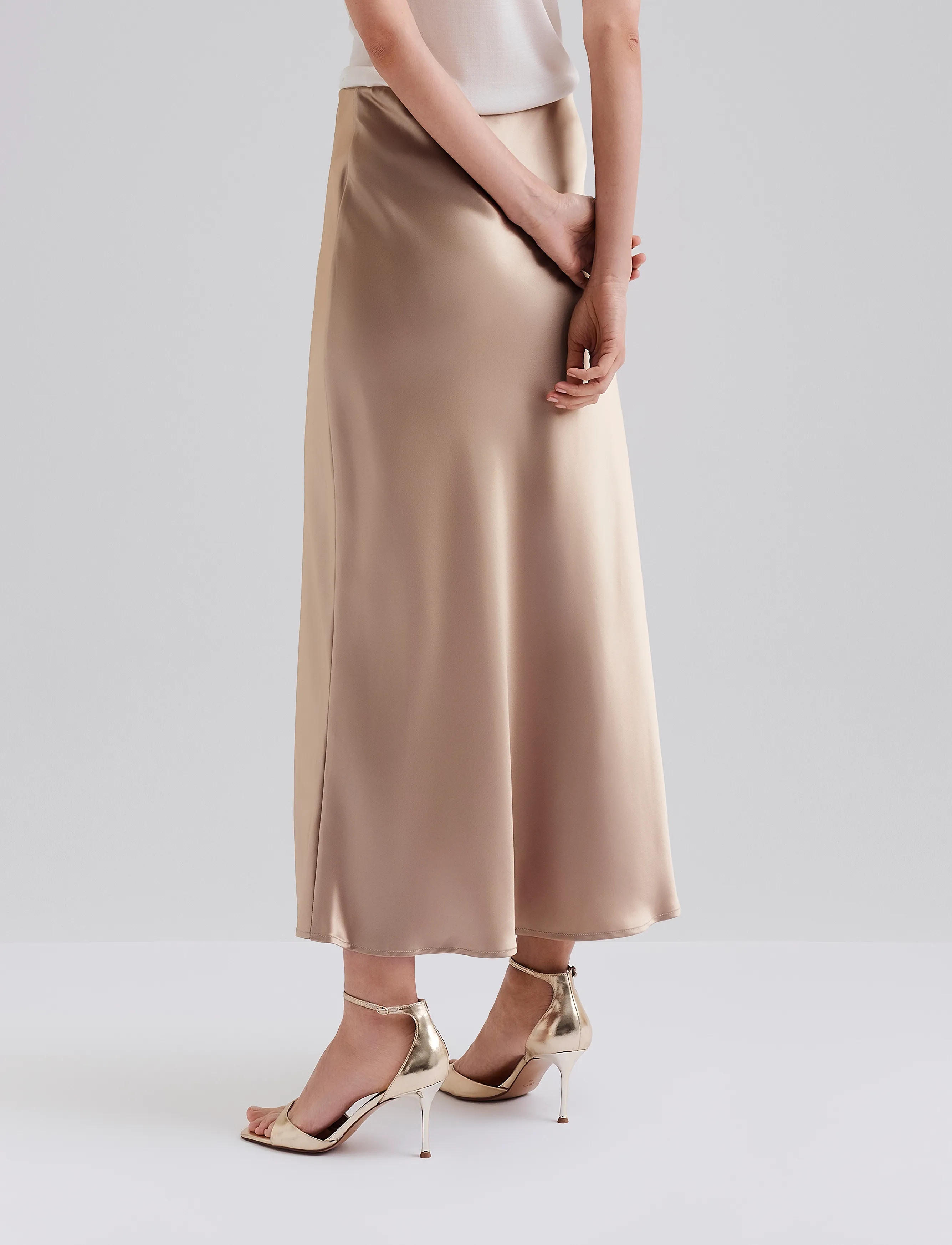 Malina - Aubree Satin Midi Skirt - satinröcke - champagne - 3