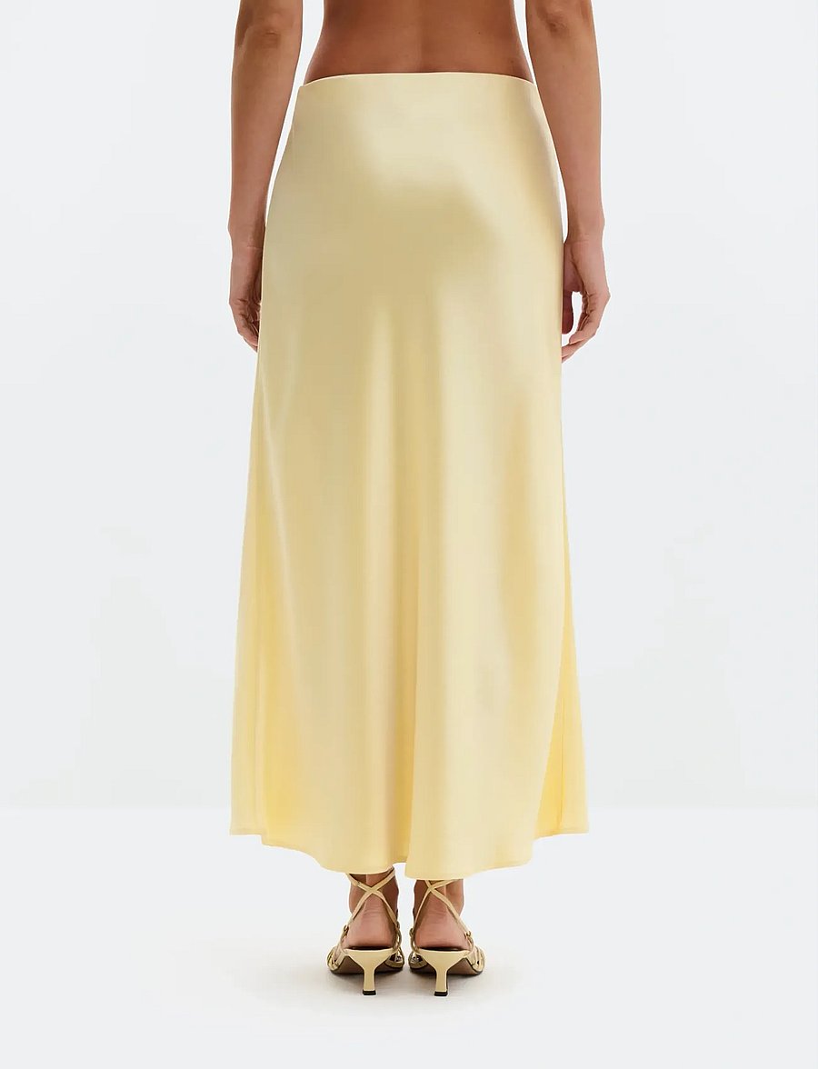 Malina - Aubree Satin Midi Skirt - satinröcke - light lemon - 2