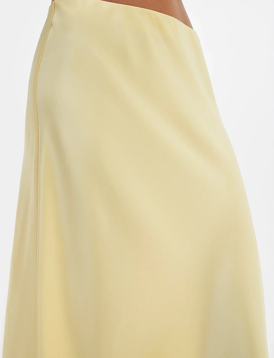 Malina - Aubree Satin Midi Skirt - satinröcke - light lemon - 3
