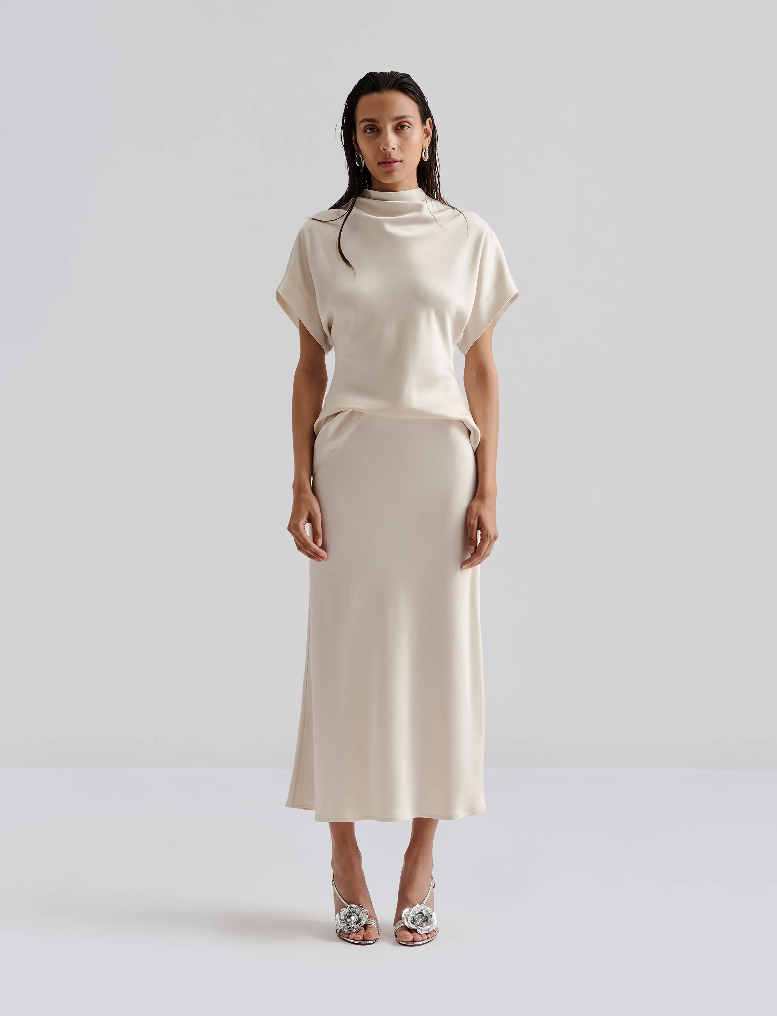Malina Aubree Satin Midi Skirt, XL, Röcke, Gelb - Maxi Frauen