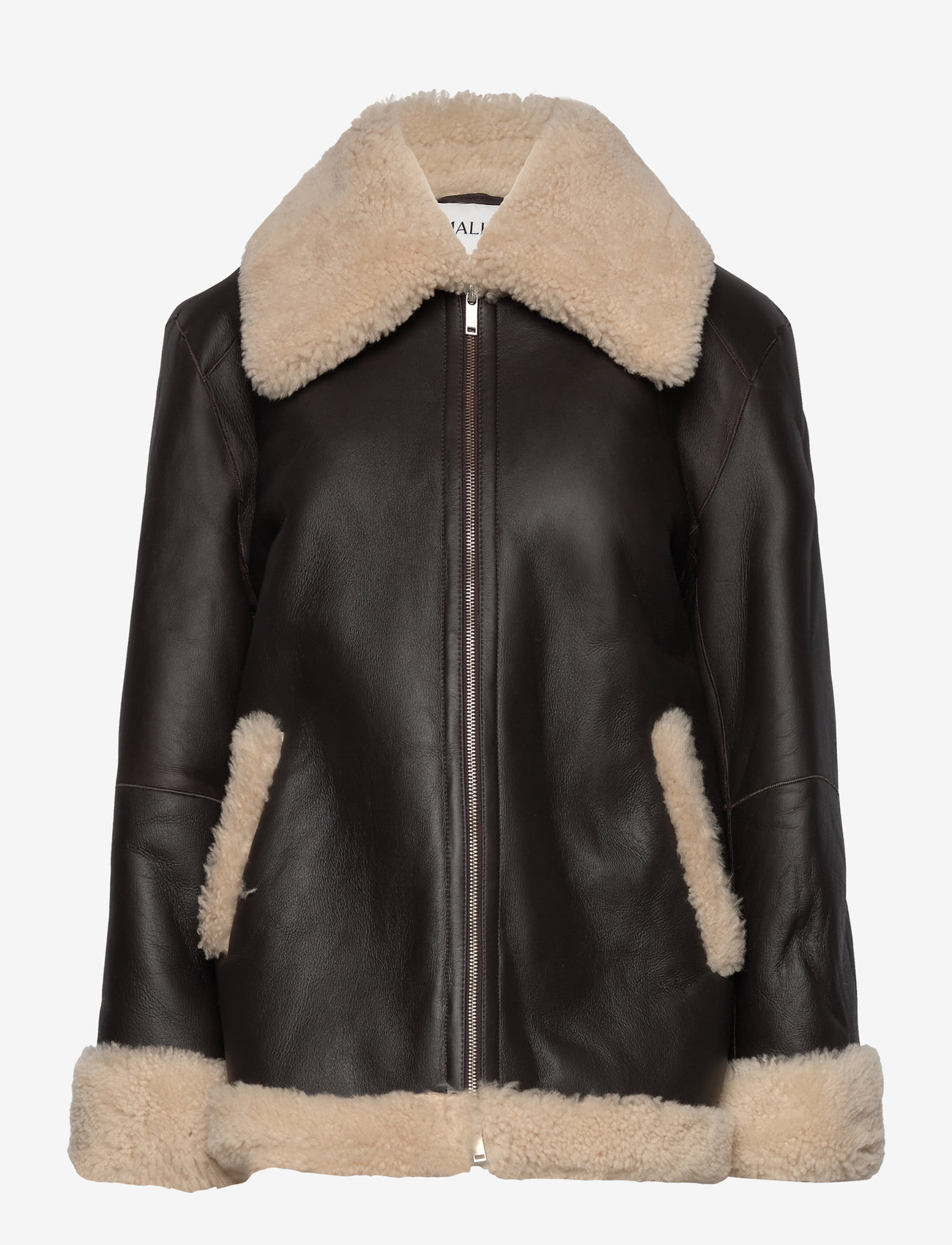 Malina - Alisson oversized shearling jacket - frühlingsjacken - brown - 0