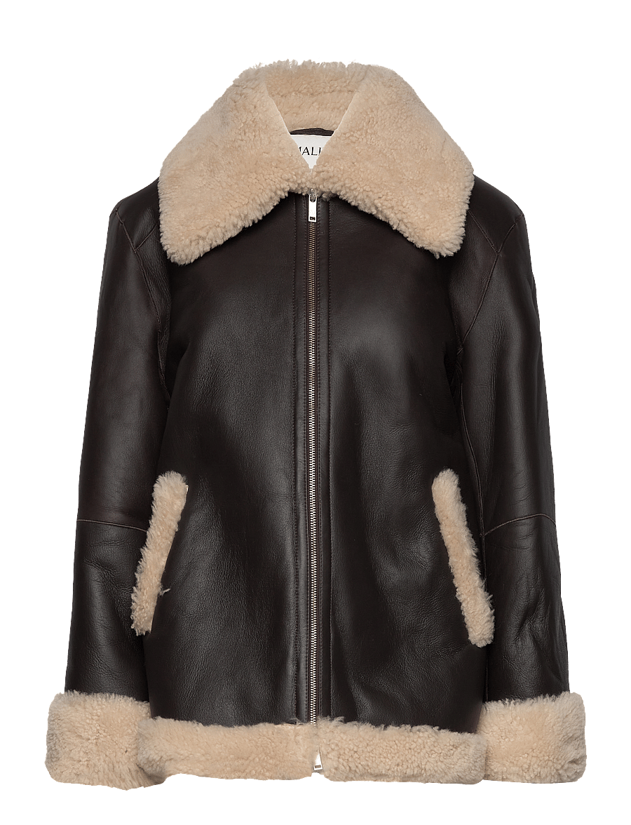 Malina - Alisson oversized shearling jacket - leather jackets - brown - 1