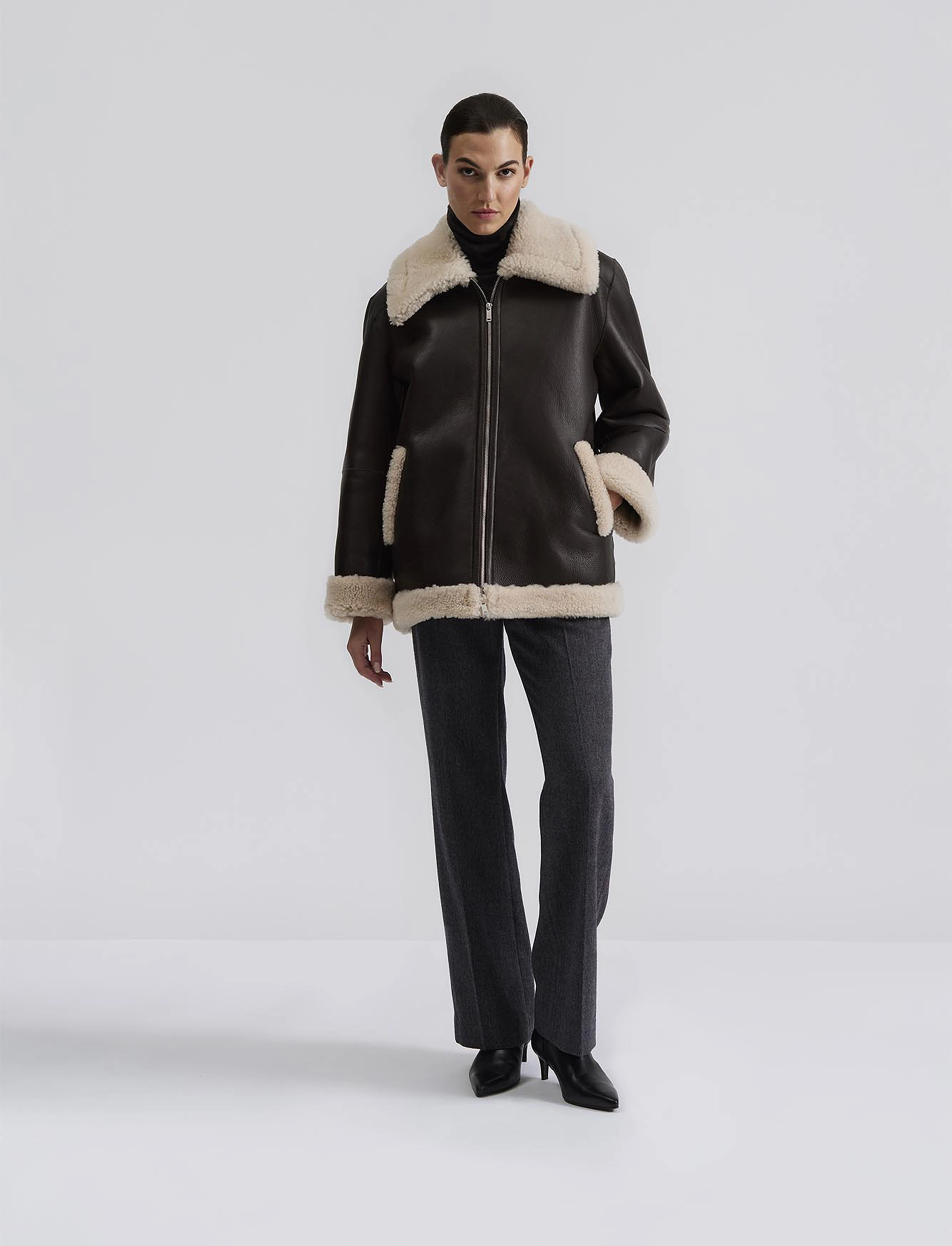 Malina Alisson Oversized Shearling Jacket, Kvinder, Oversize Shearling Jakke, Brun, Str: M