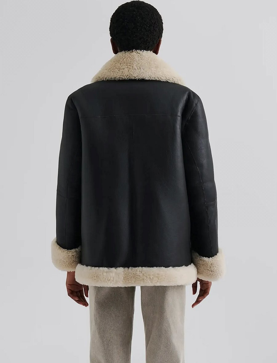 Malina - Alisson oversized shearling jacket - leather jackets - brown - 3
