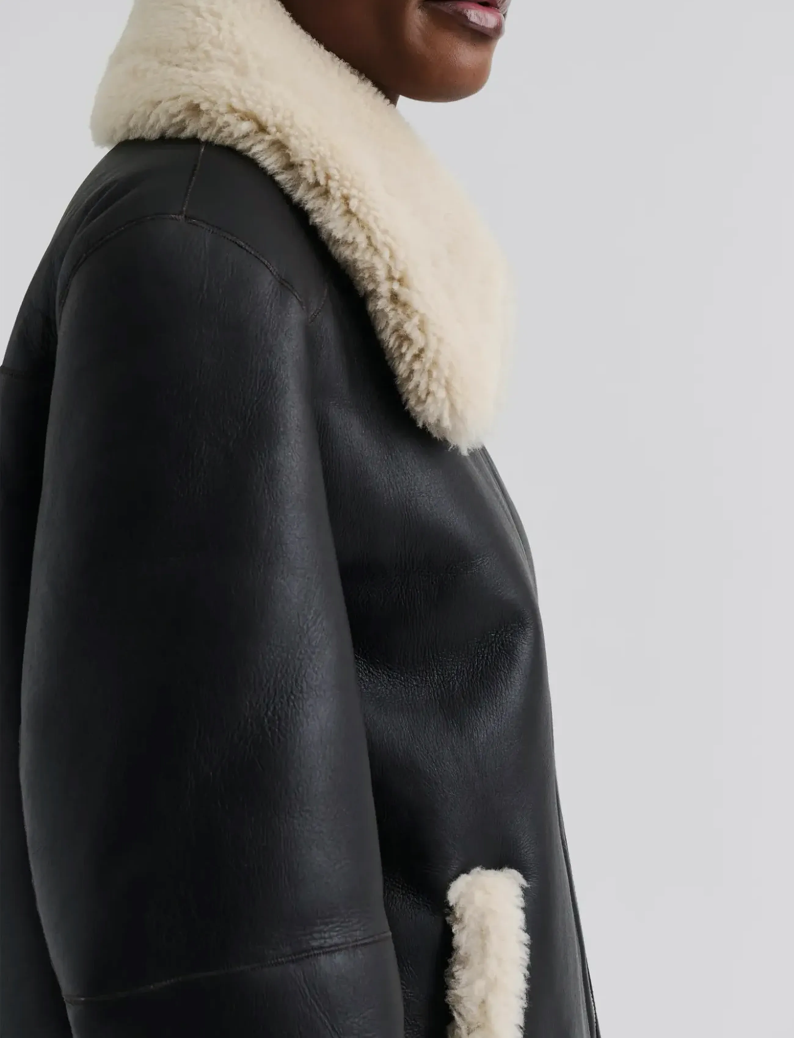 Malina - Alisson oversized shearling jacket - lederjacken - brown - 4