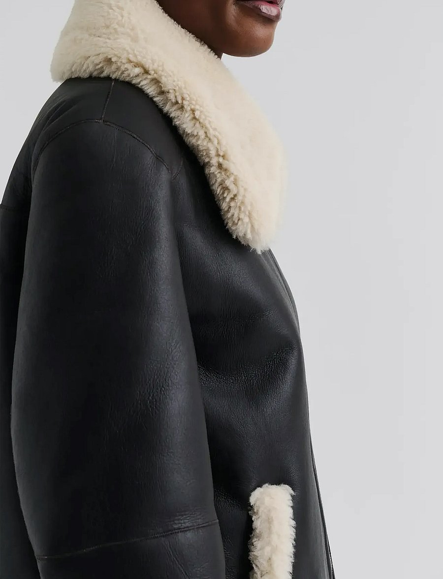 Malina - Alisson oversized shearling jacket - leather jackets - brown - 4