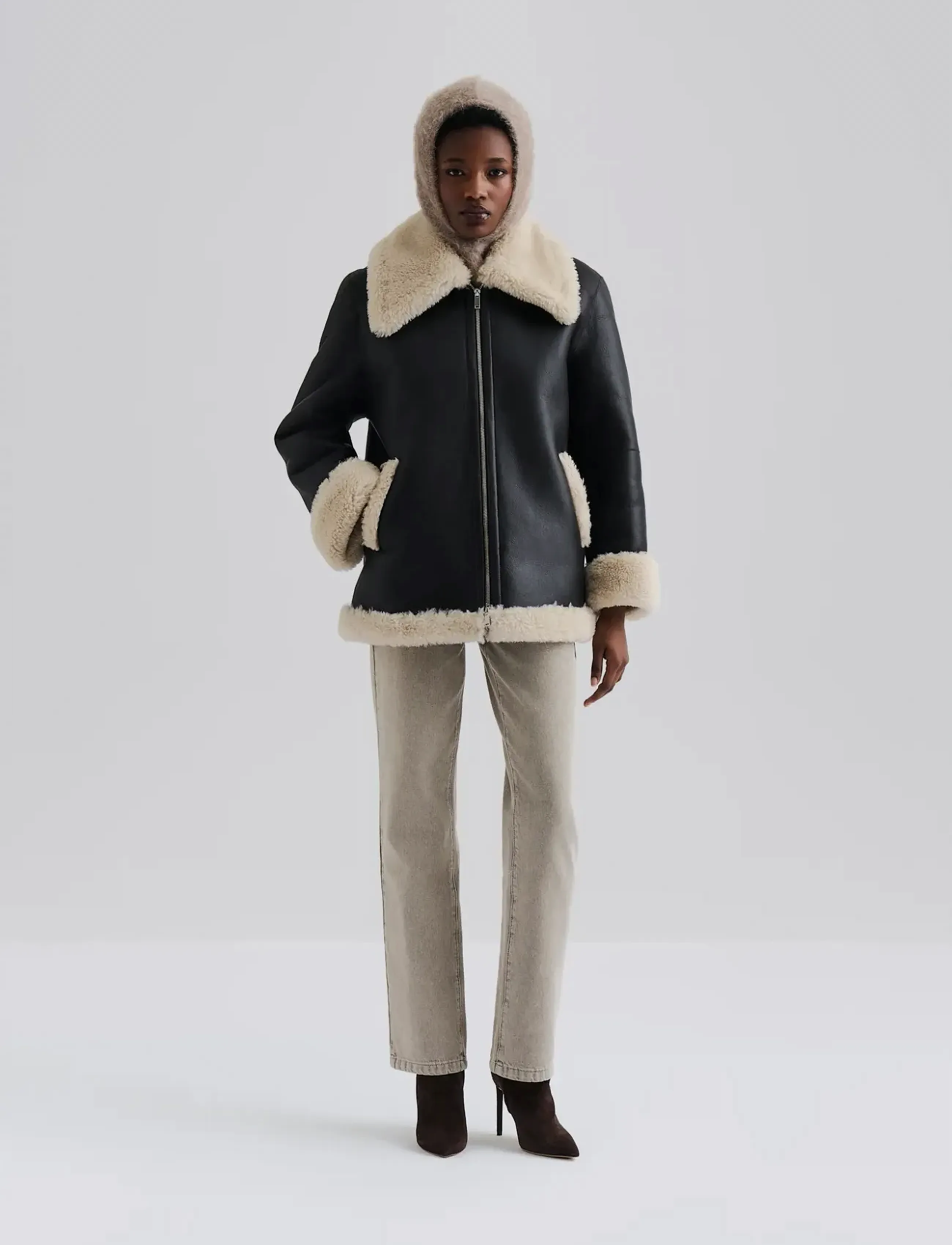Malina - Alisson oversized shearling jacket - lederjacken - brown - 5
