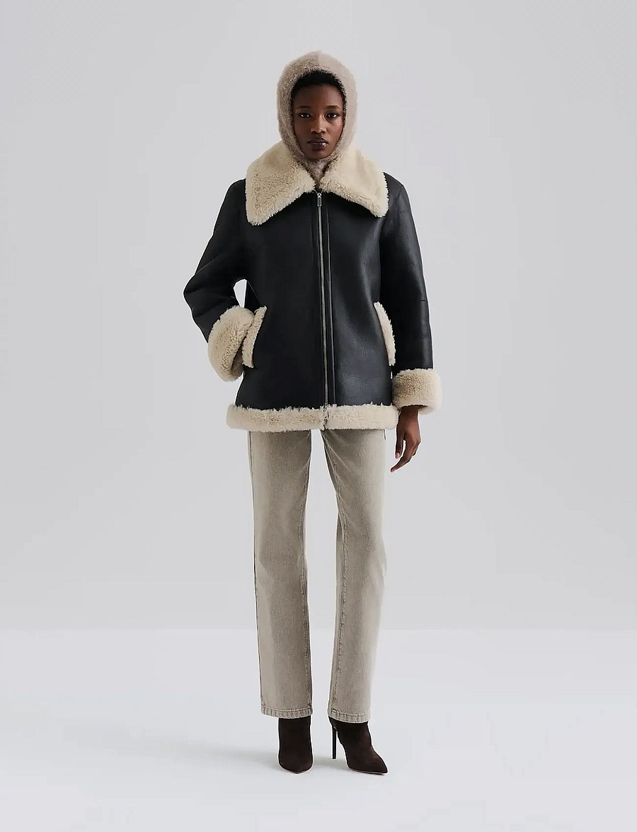 Malina - Alisson oversized shearling jacket - leather jackets - brown - 5