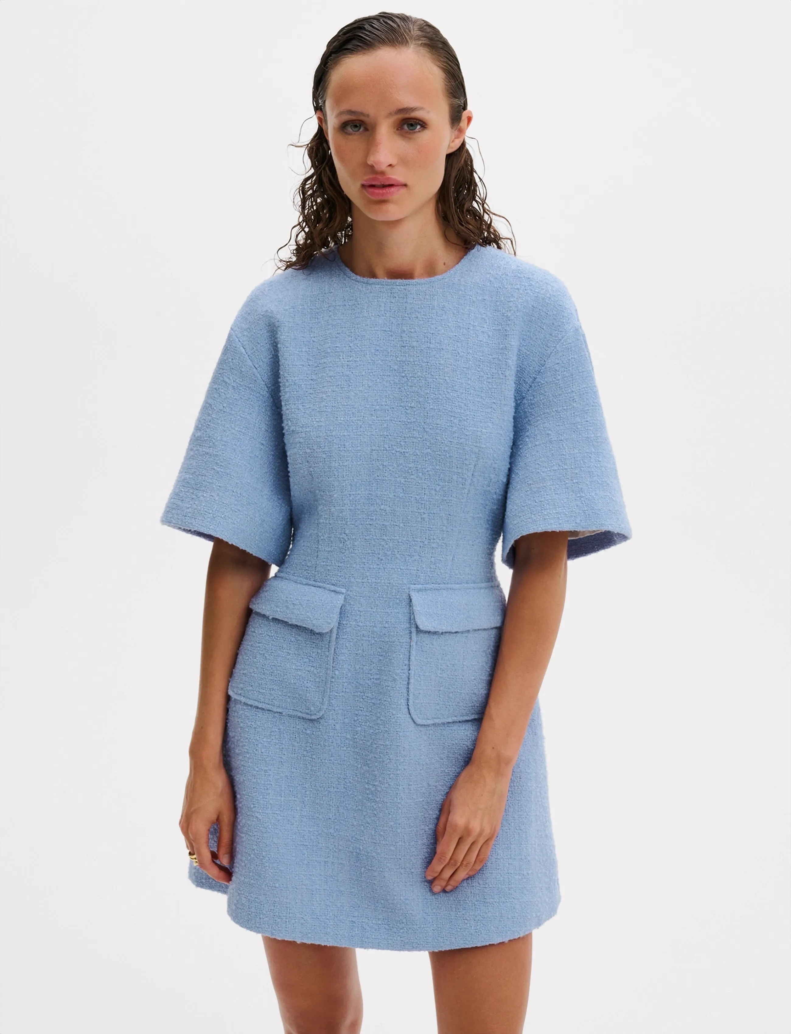 Malina - Rayna Boucle Mini Dress - minikleidid - sky - 3