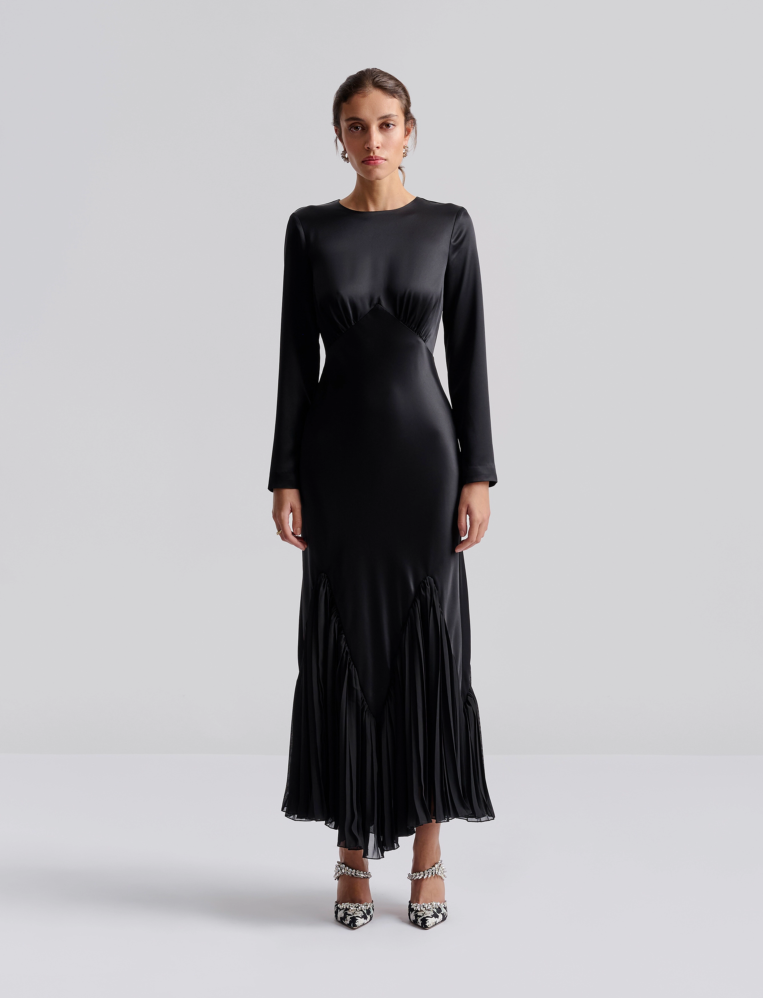 Malina Jenina multi fabric maxi dress - Kjoler - BLACK / black