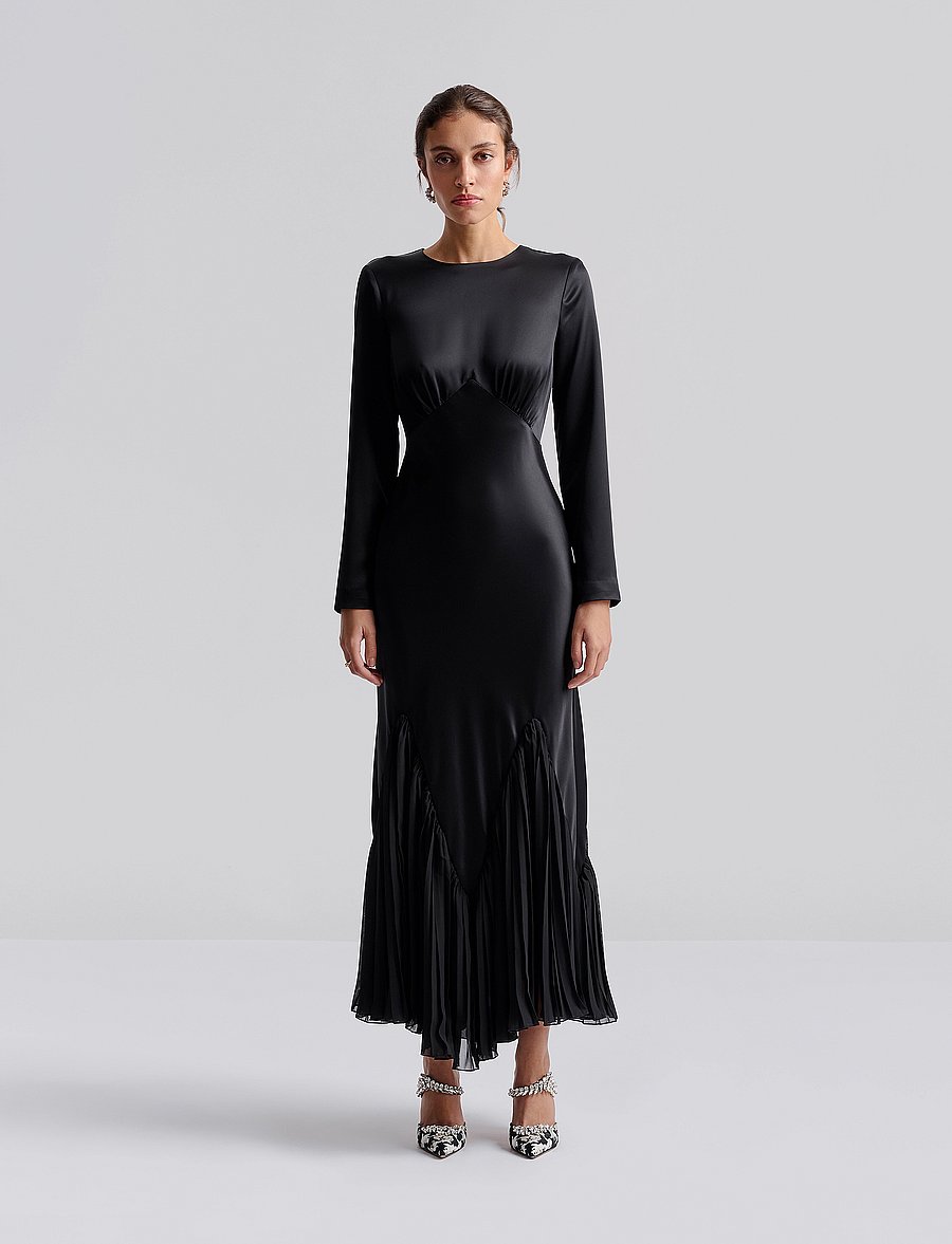 Malina - Jenina multi fabric maxi dress - black - 0