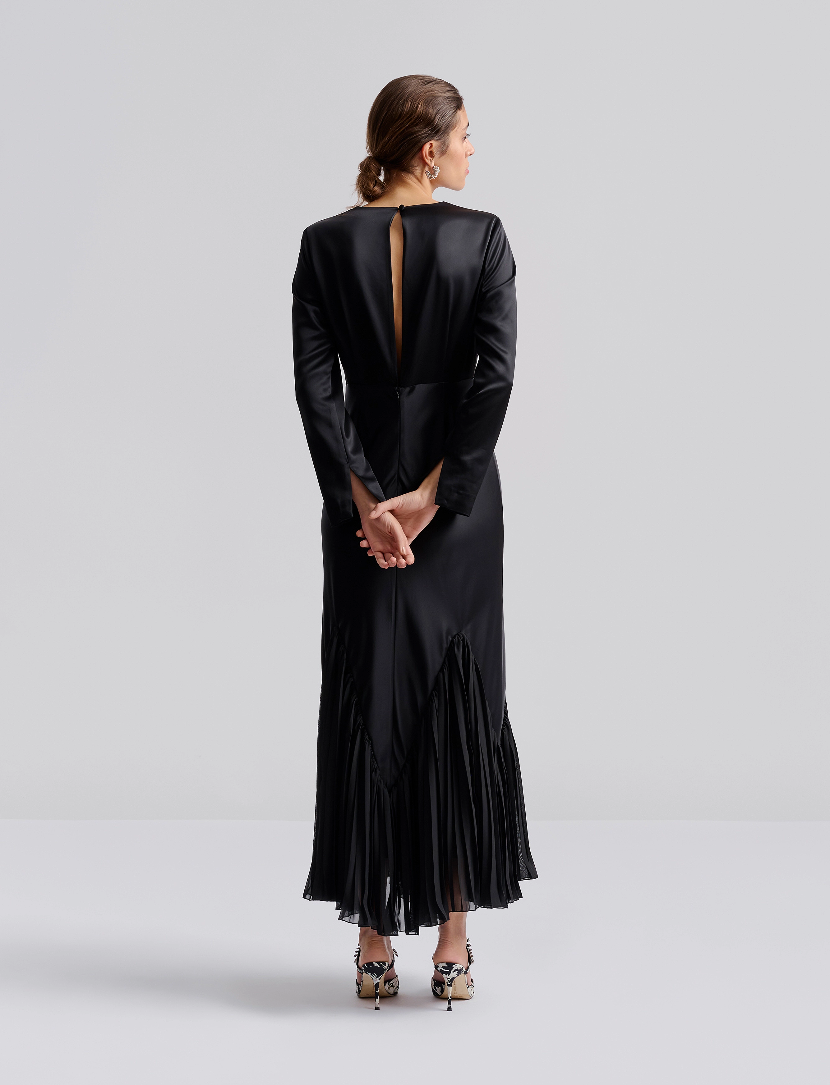 Malina - Jenina multi fabric maxi dress - black - 3