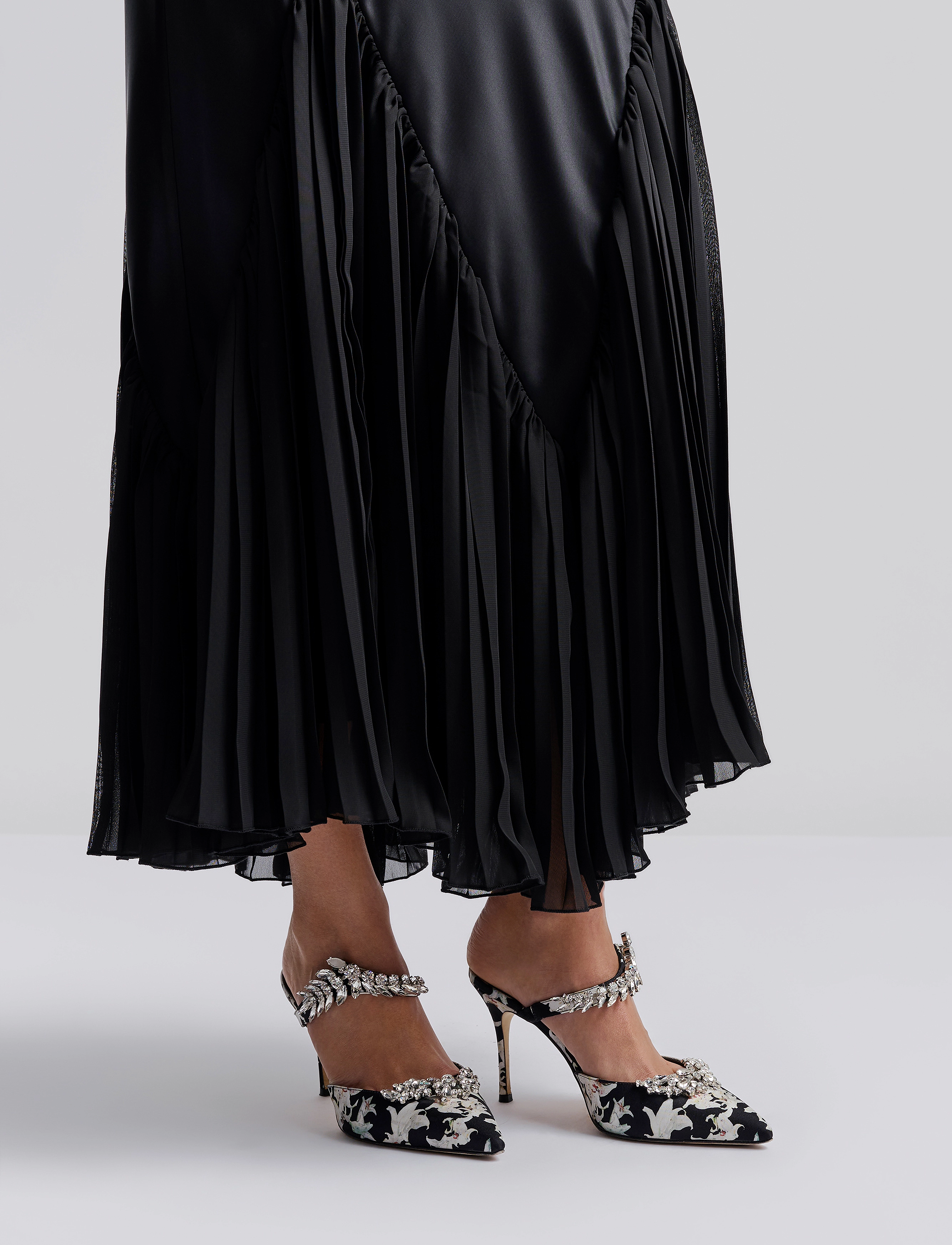 Malina - Jenina multi fabric maxi dress - black - 4