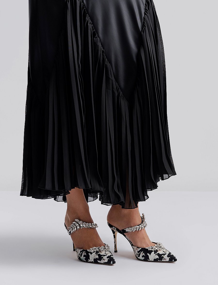 Malina - Jenina multi fabric maxi dress - black - 4
