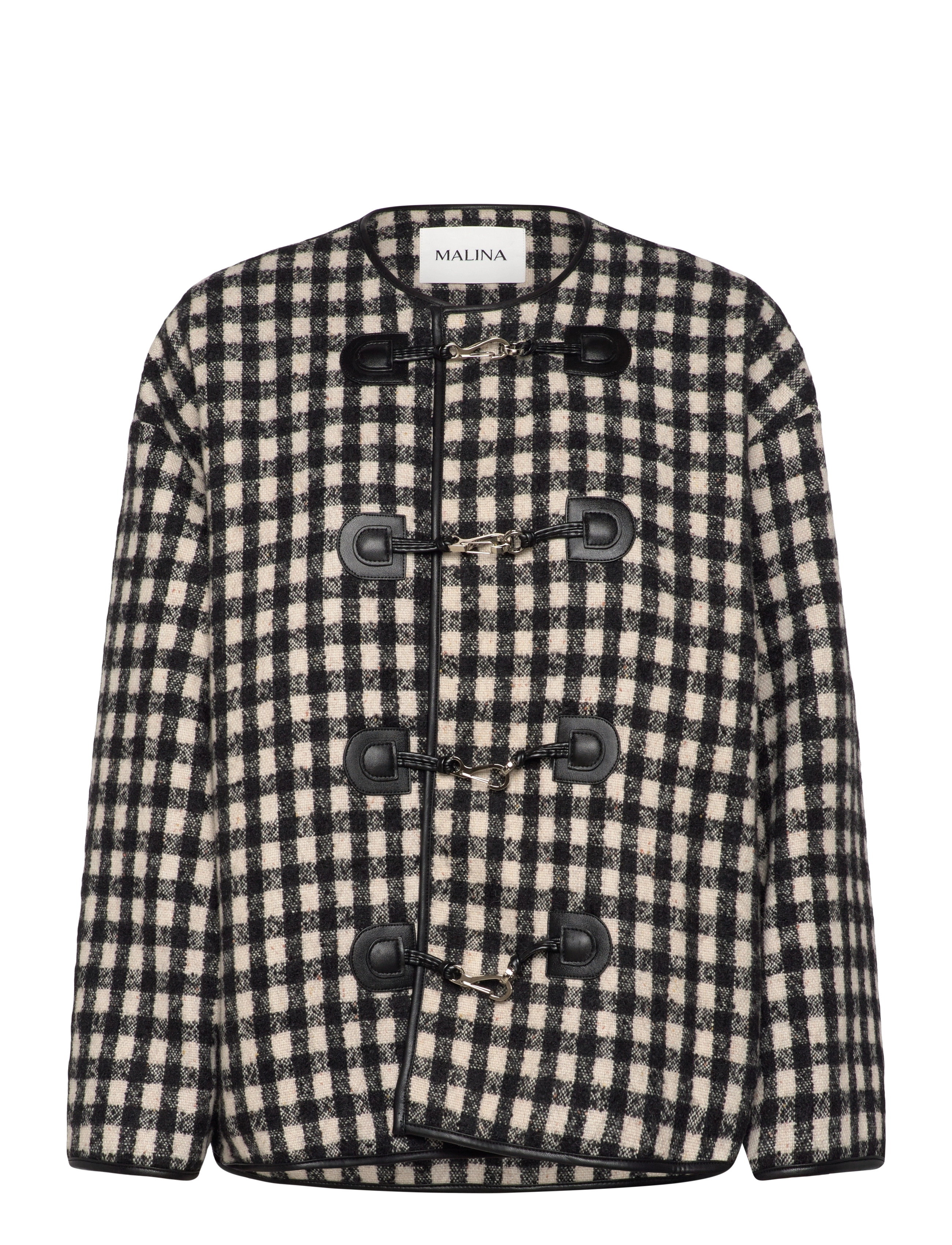 MALINA Lou Checkered Wolle Blend Jacke Schwarz - S - Damen