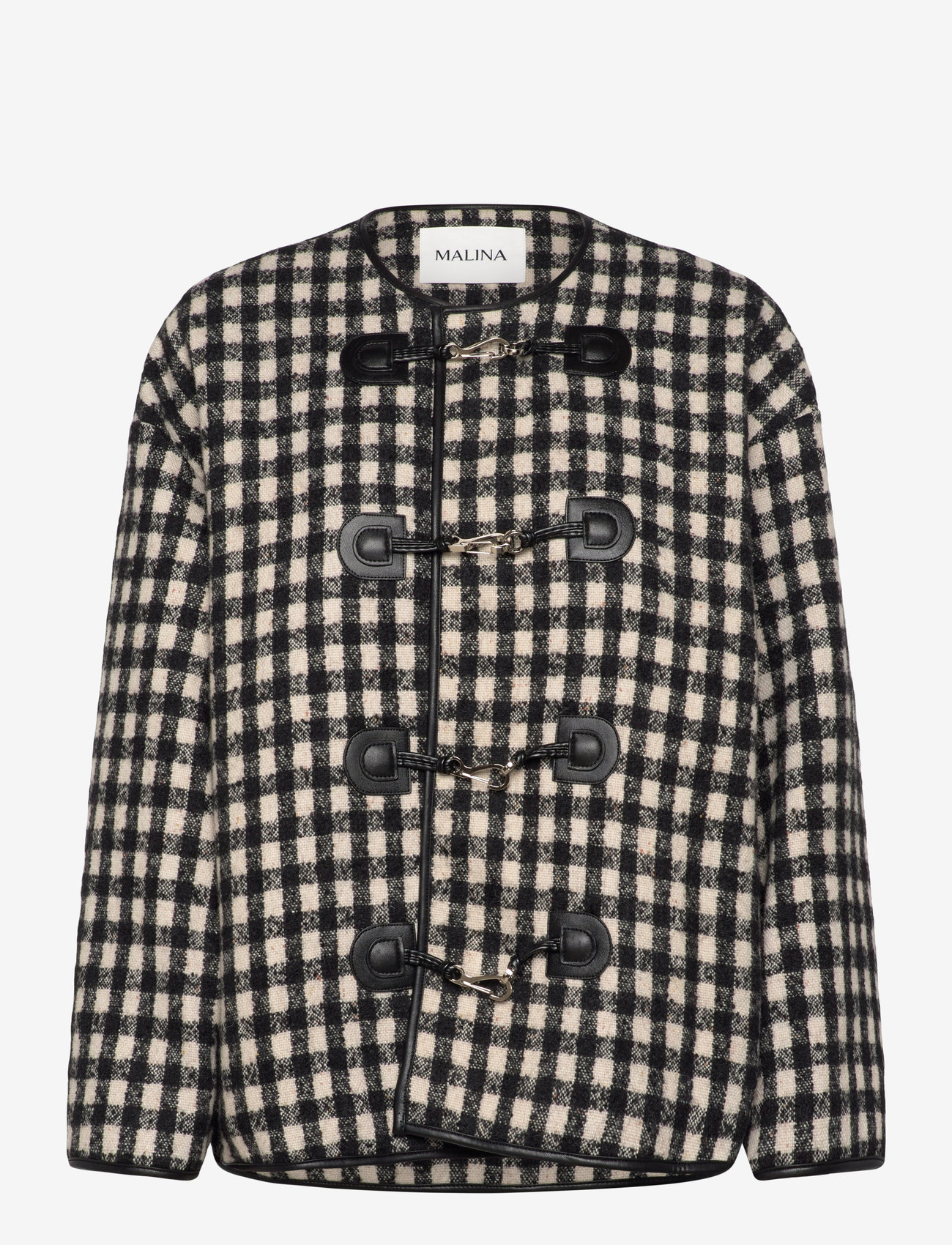 Malina - Lou checkered wool blend jacket - wool jackets - black - 1