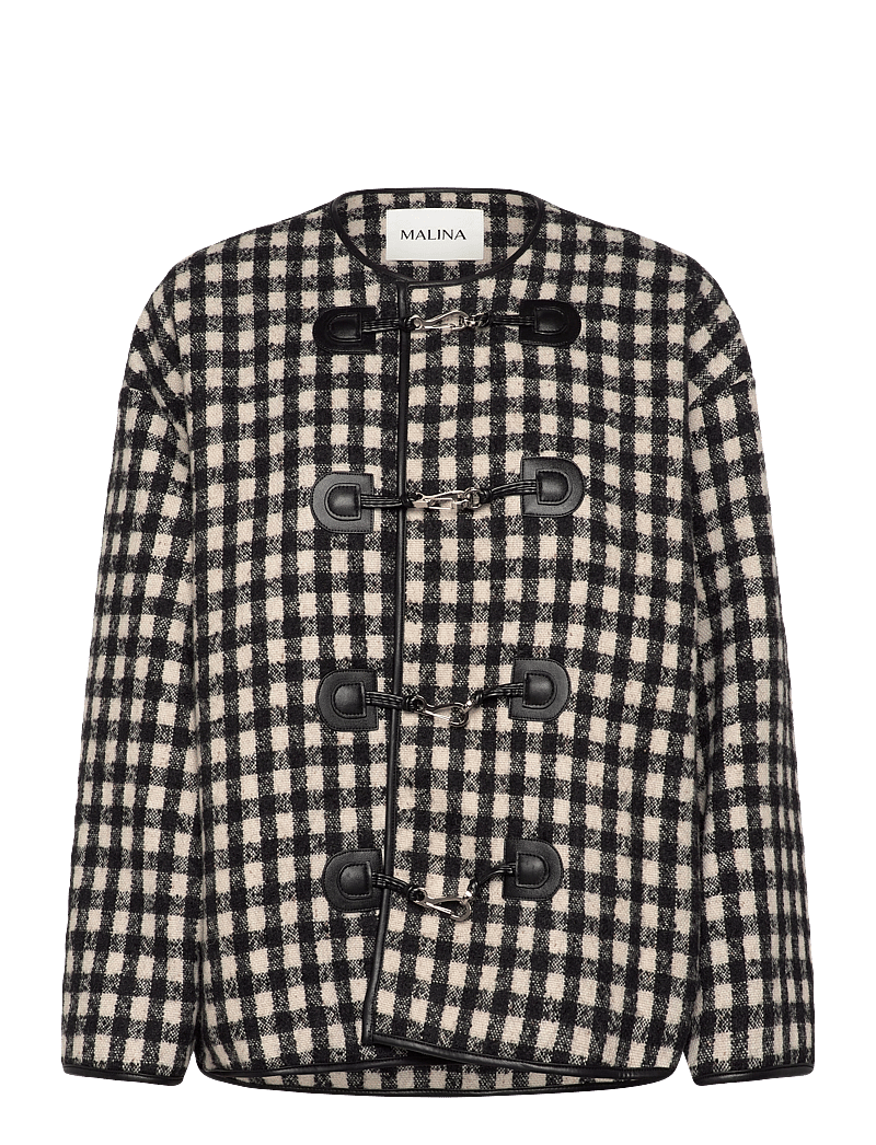 Malina - Lou checkered wool blend jacket - ullarjakkar - black - 1