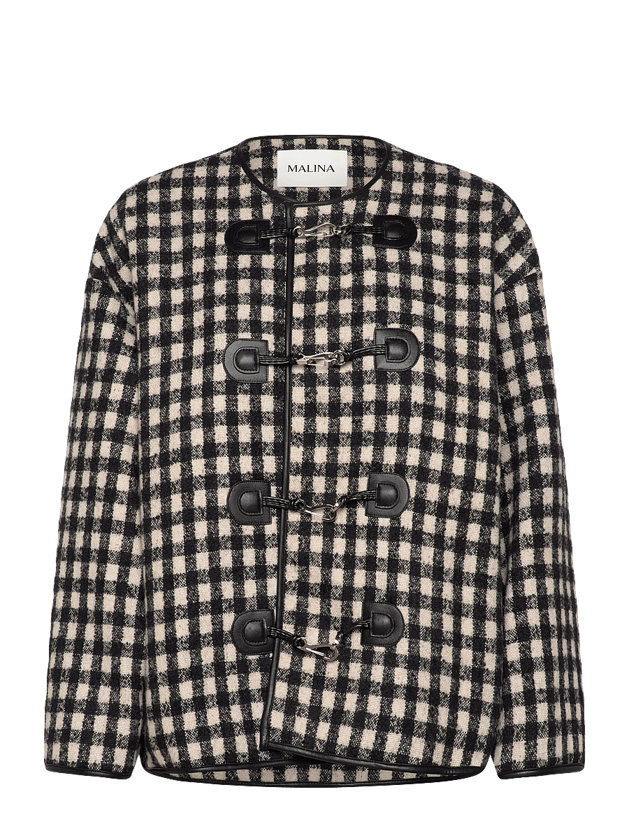 Malina - Lou checkered wool blend jacket - ulljackor - black - 1