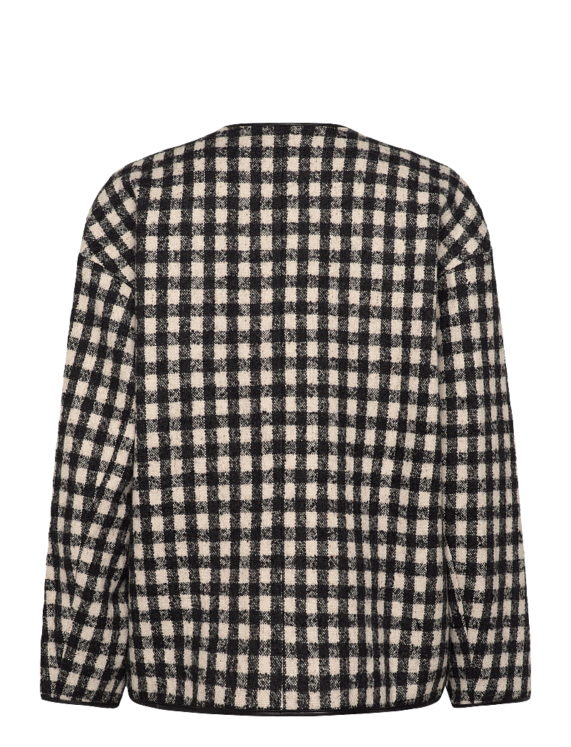 Malina - Lou checkered wool blend jacket - ullarjakkar - black - 2