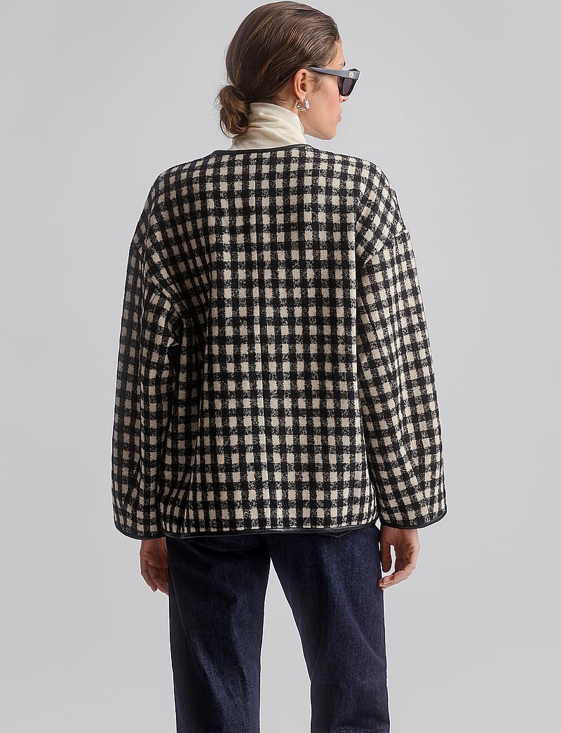 Malina - Lou checkered wool blend jacket - ullarjakkar - black - 3