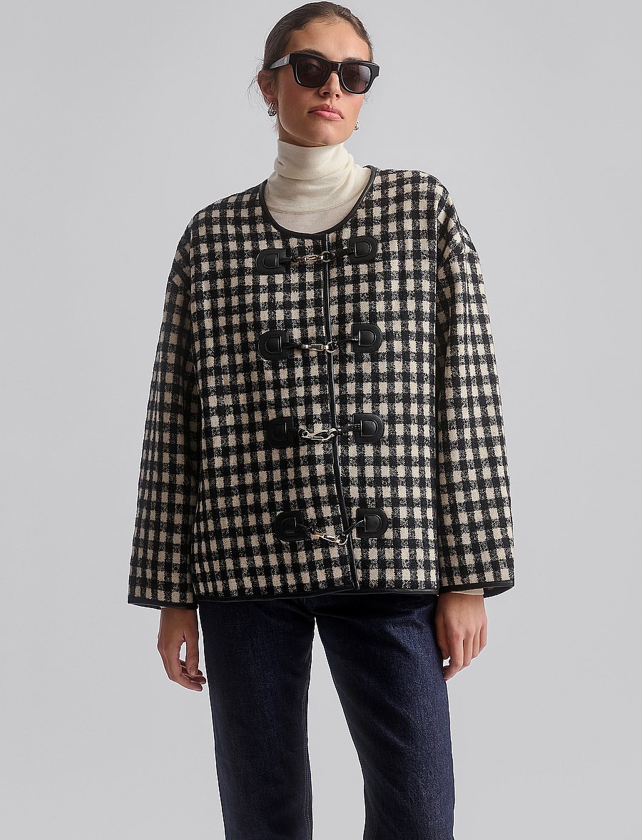 Malina - Lou checkered wool blend jacket - ulljackor - black - 4