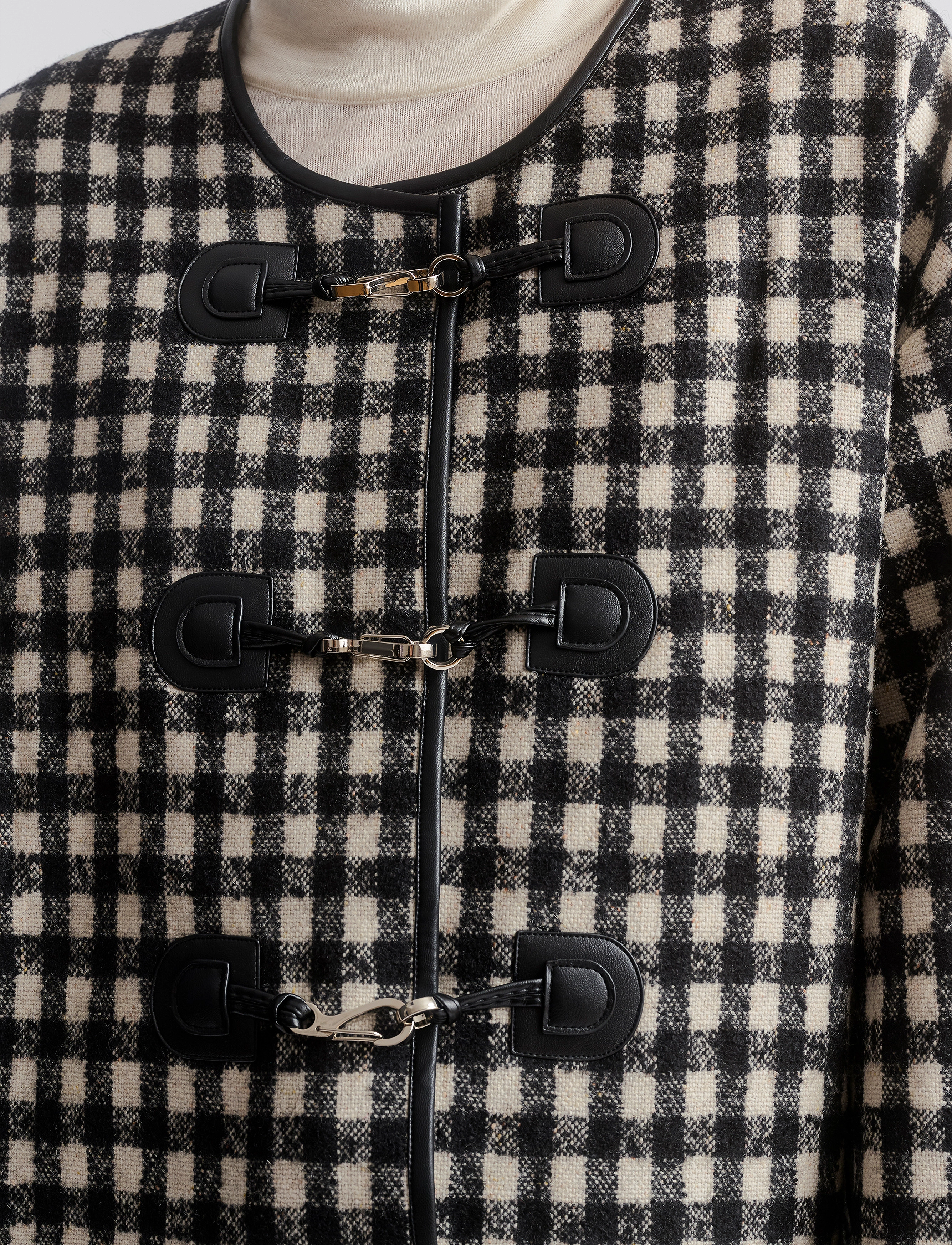 Malina - Lou checkered wool blend jacket - ytterkläder - black - 5