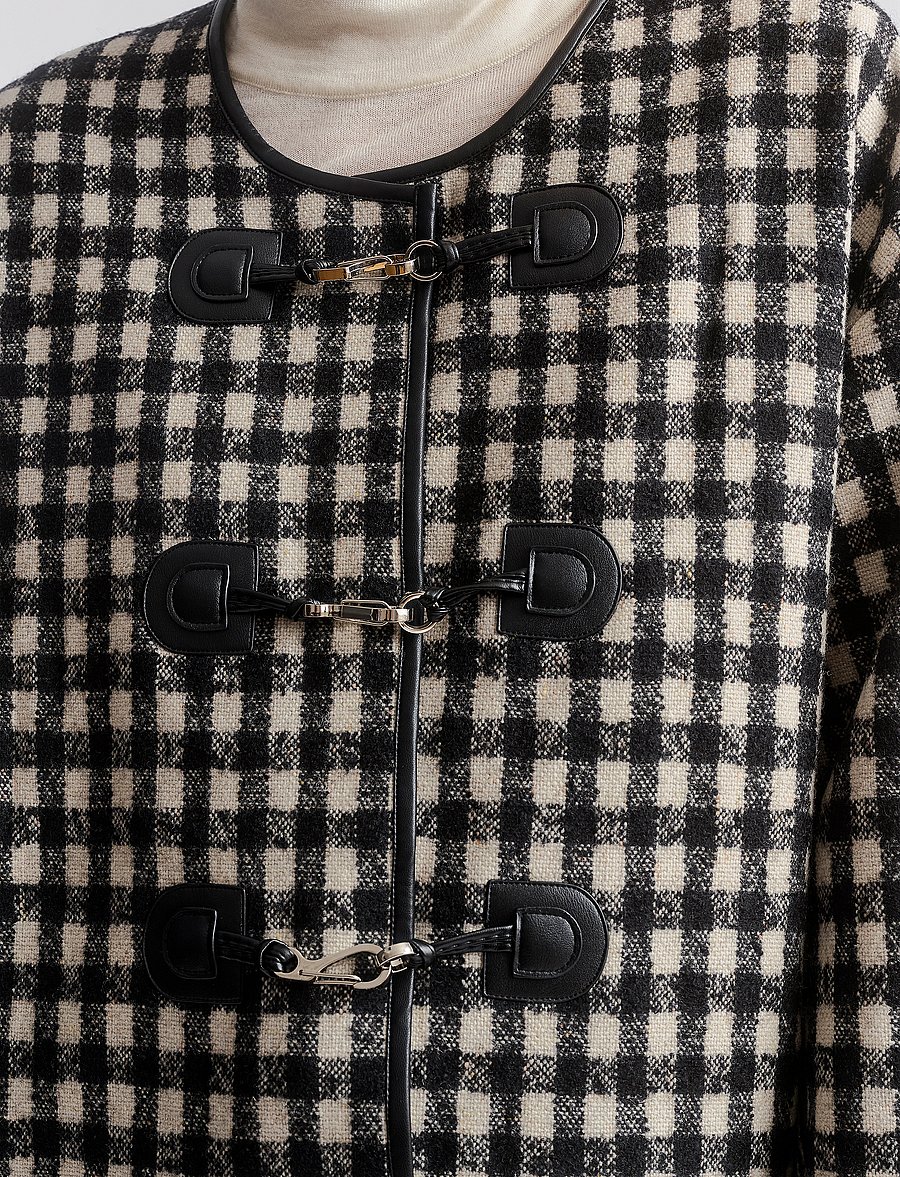 Malina - Lou checkered wool blend jacket - ulljackor - black - 5