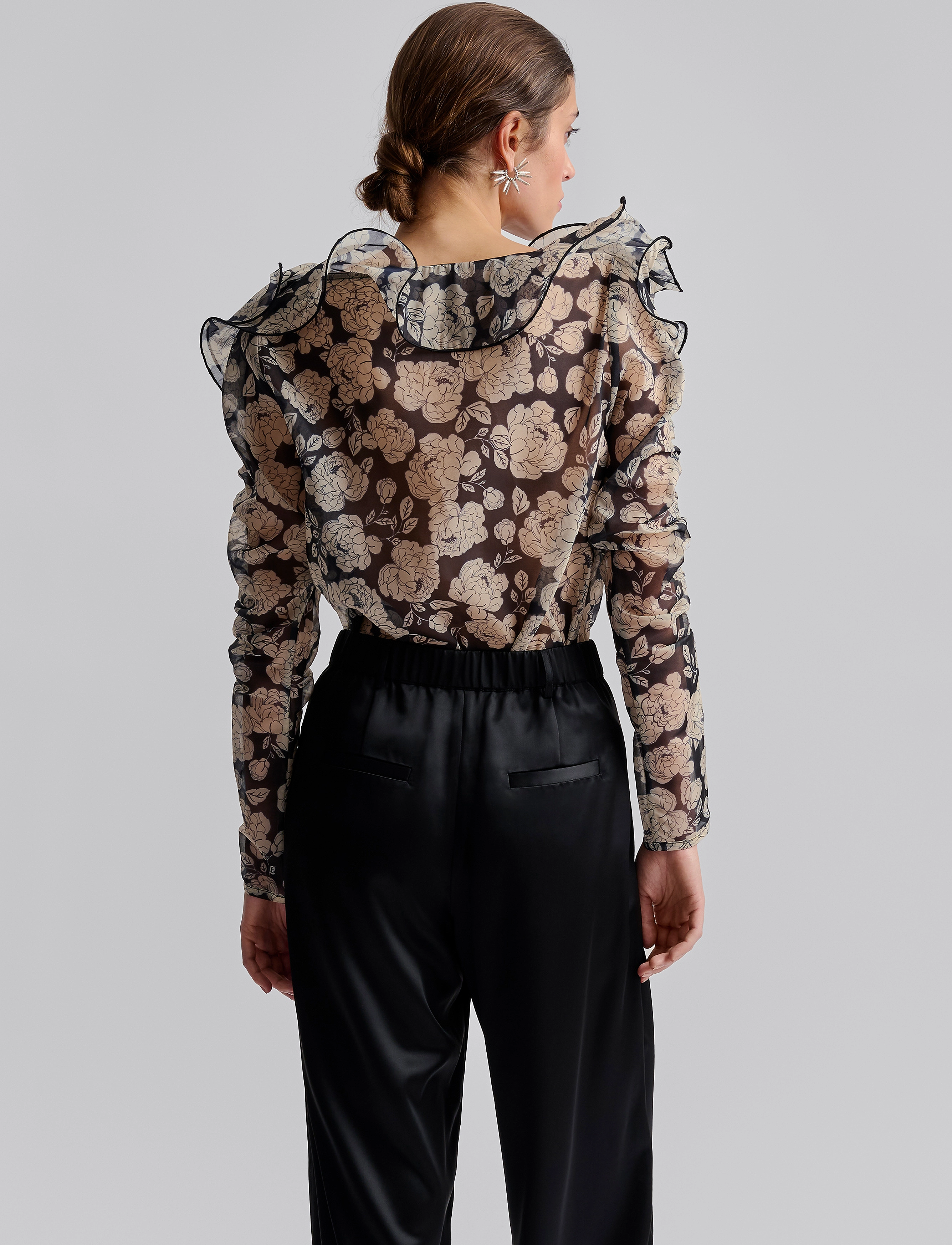 Malina - Angeline rounded frills organza blouse - pink - 3