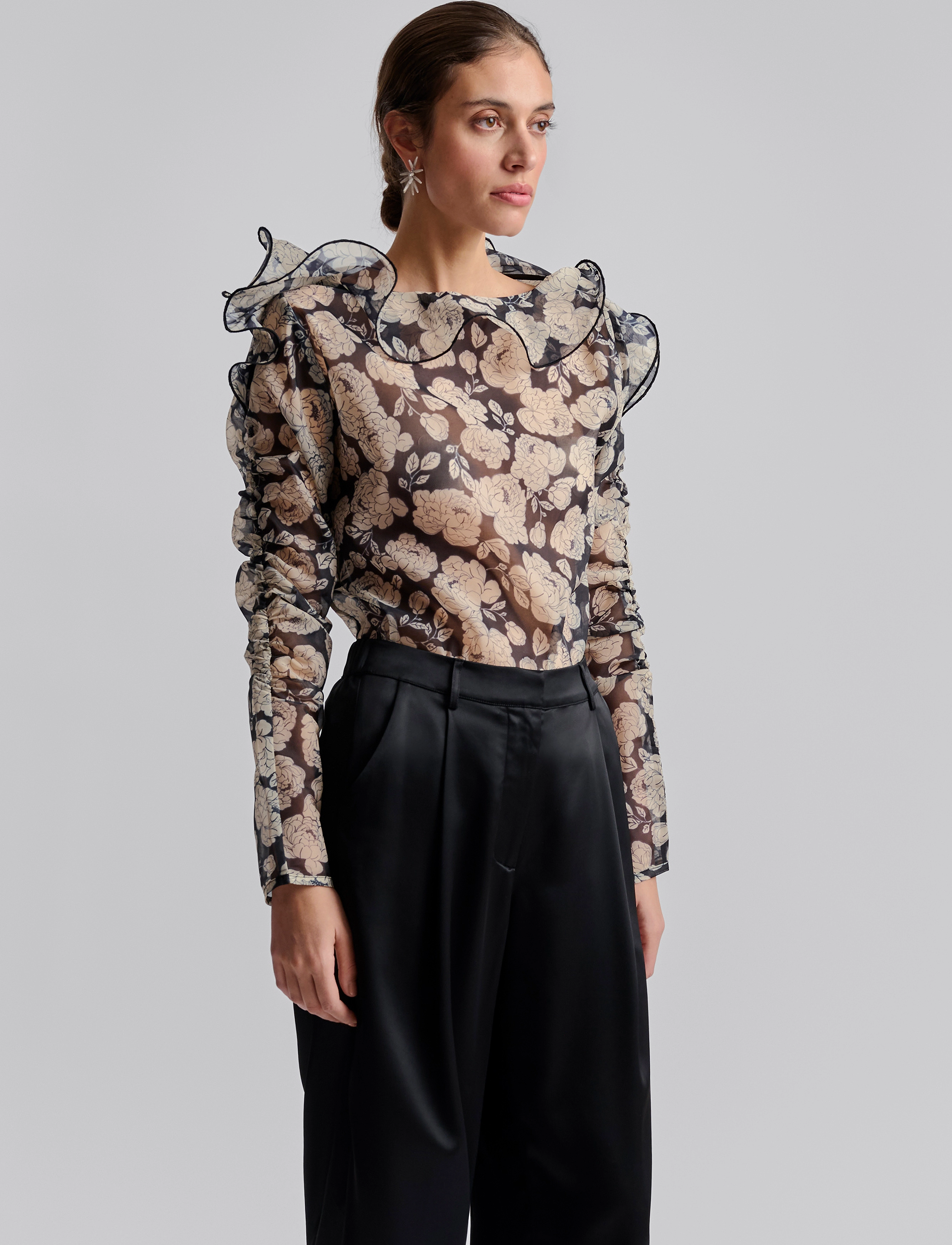 Malina - Angeline rounded frills organza blouse - pink - 4