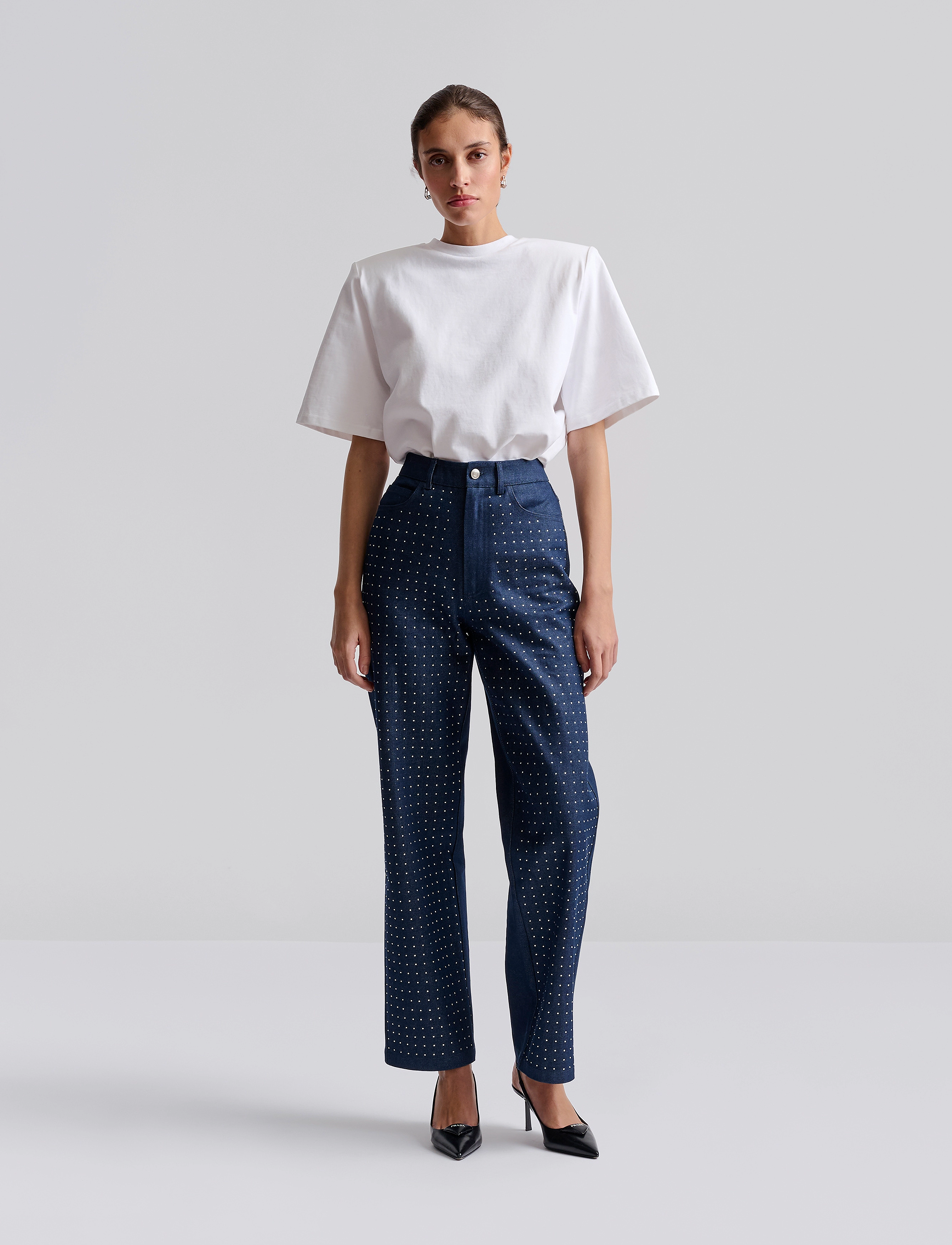 Malina Kendra High waisted rhinestone Jeans - Tøj - BLUE / blue