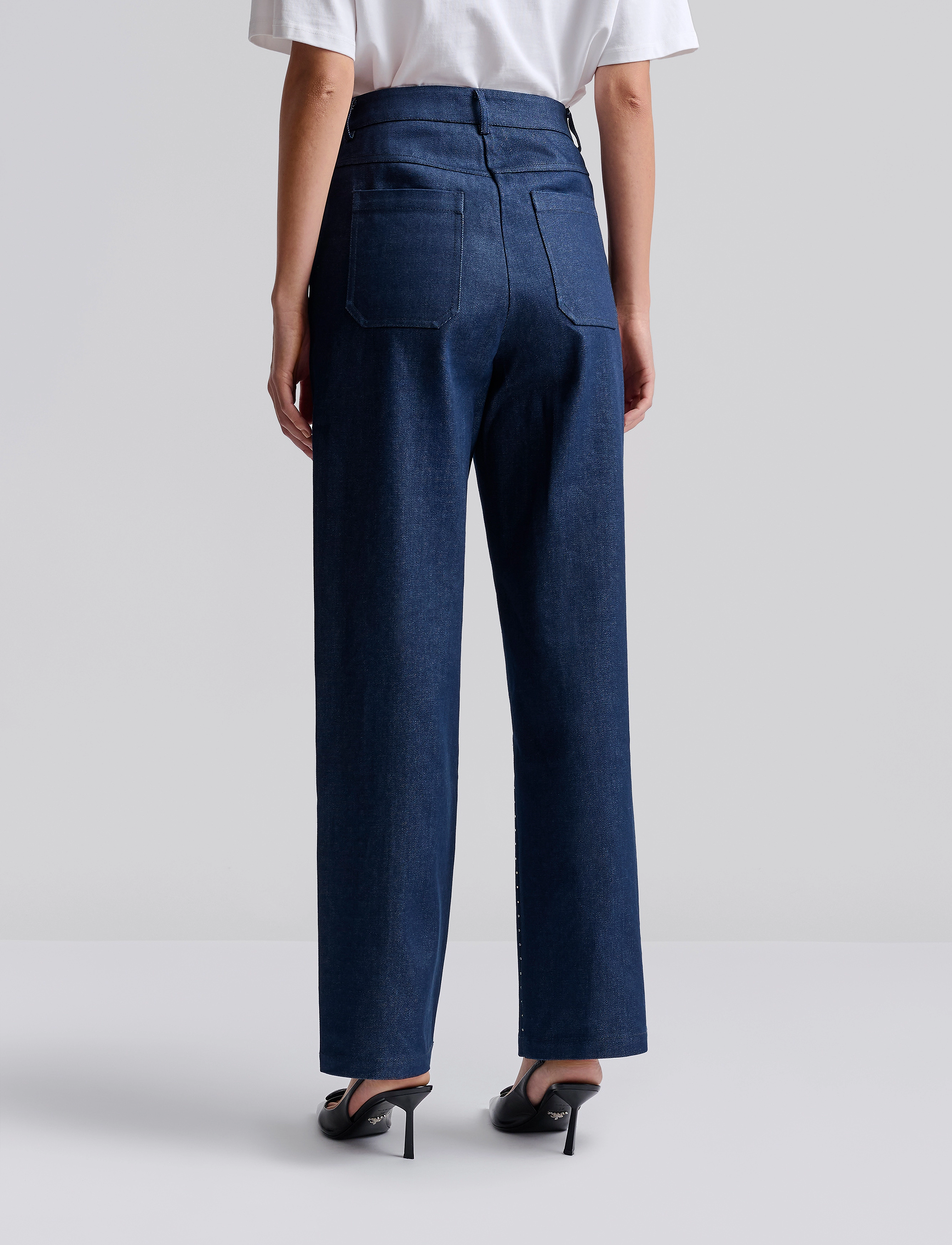 Malina - Kendra High waisted rhinestone Jeans - víðar gallabuxur - blue - 3