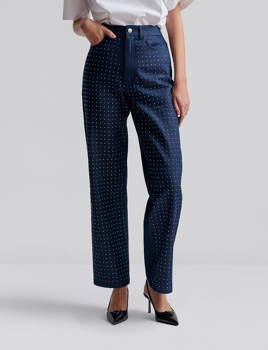 Malina - Kendra High waisted rhinestone Jeans - laia säärega teksad - blue - 4
