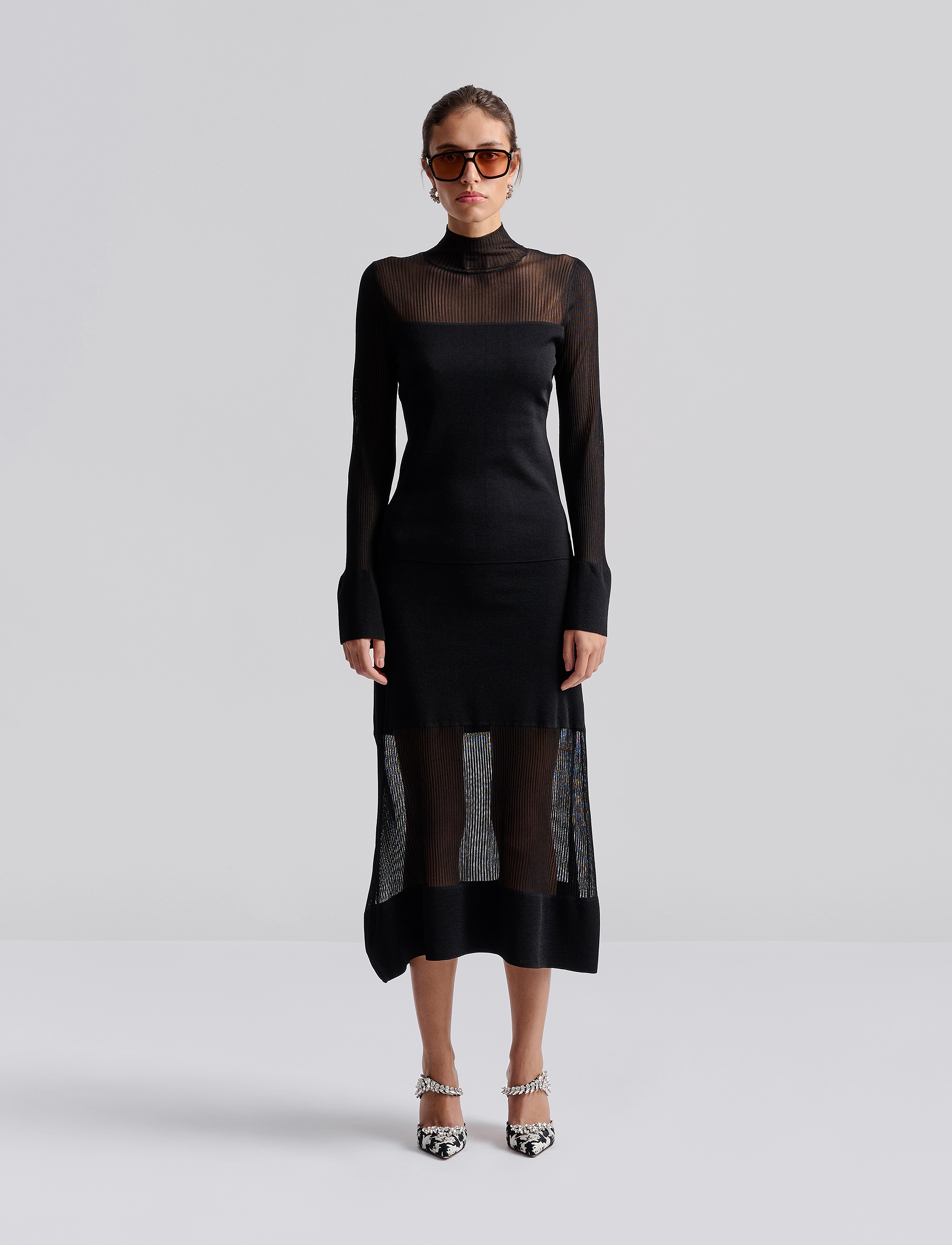 Malina Vide sheer knitted skirt - Röcke - BLACK / black