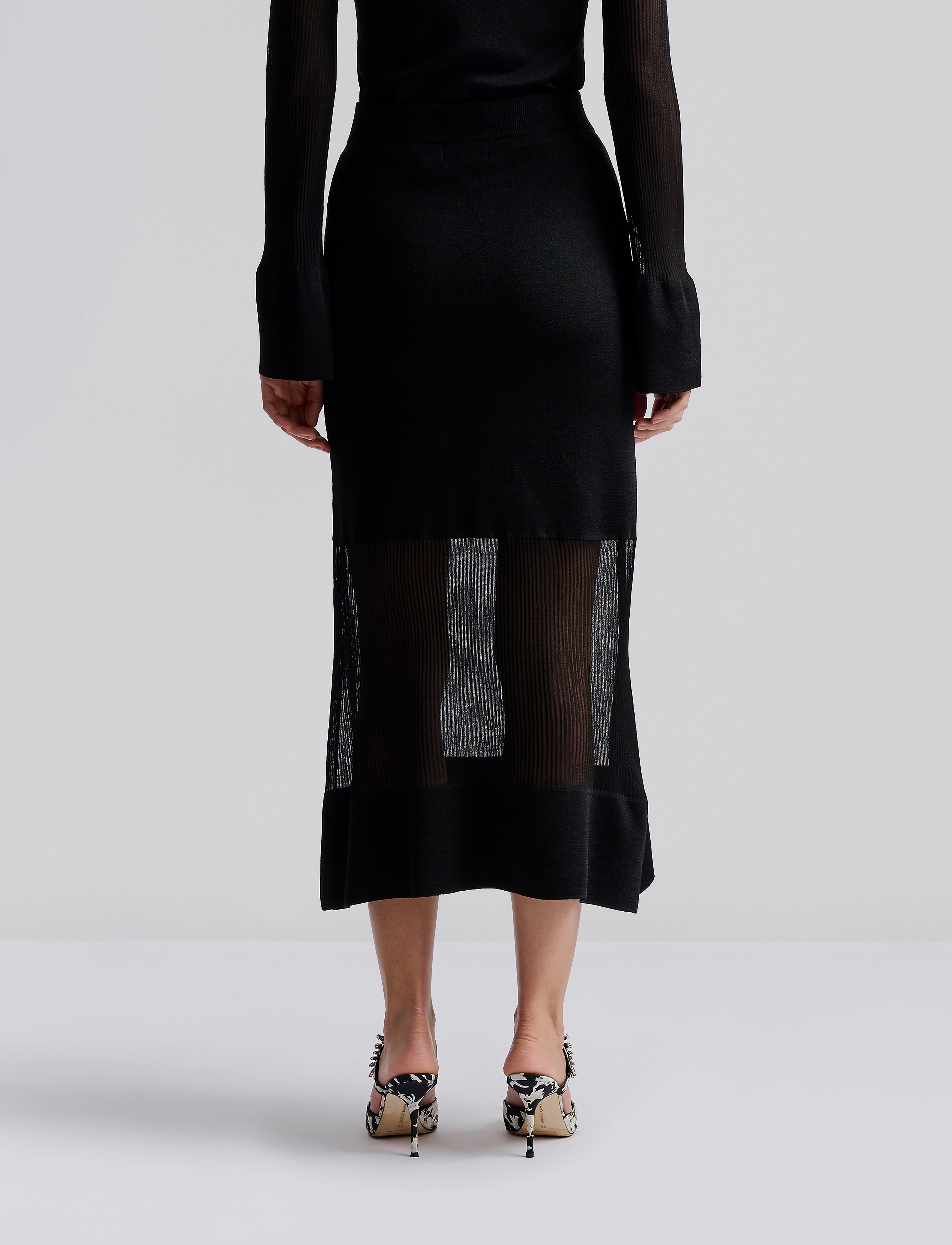 Malina - Vide sheer knitted skirt - strikkede nederdele - black - 3