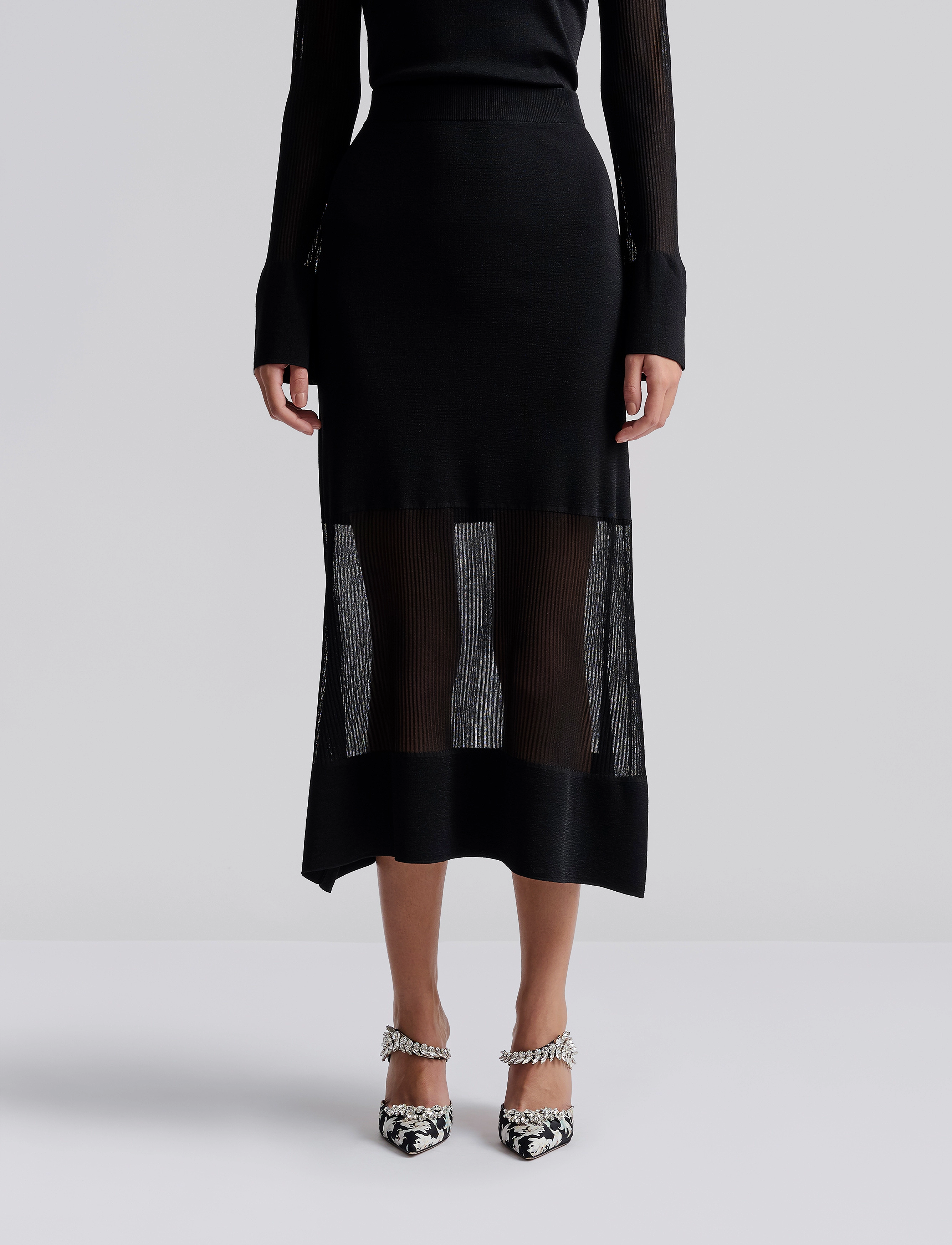 Malina - Vide sheer knitted skirt - strikkede nederdele - black - 4