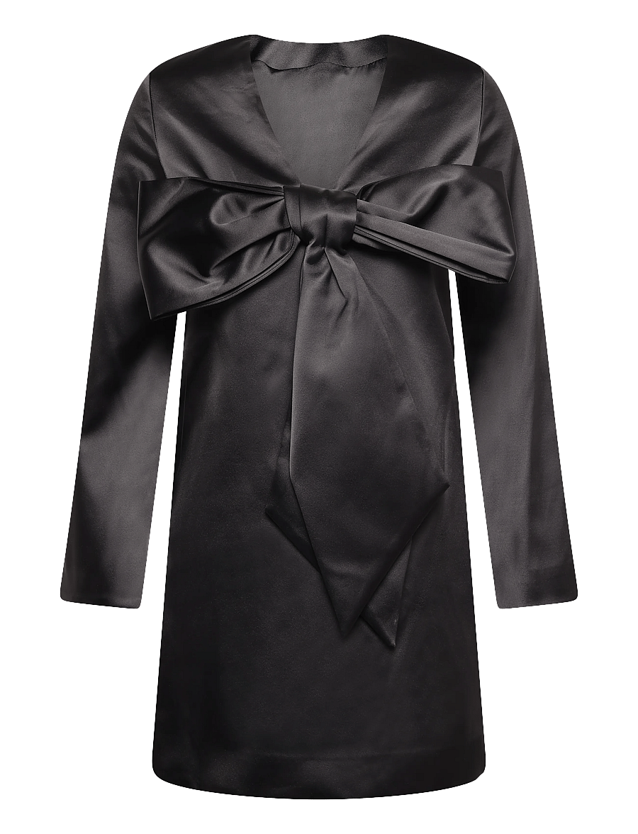 Malina - Elna Bow Detailed Mini Dress - minikleidid - black - 0